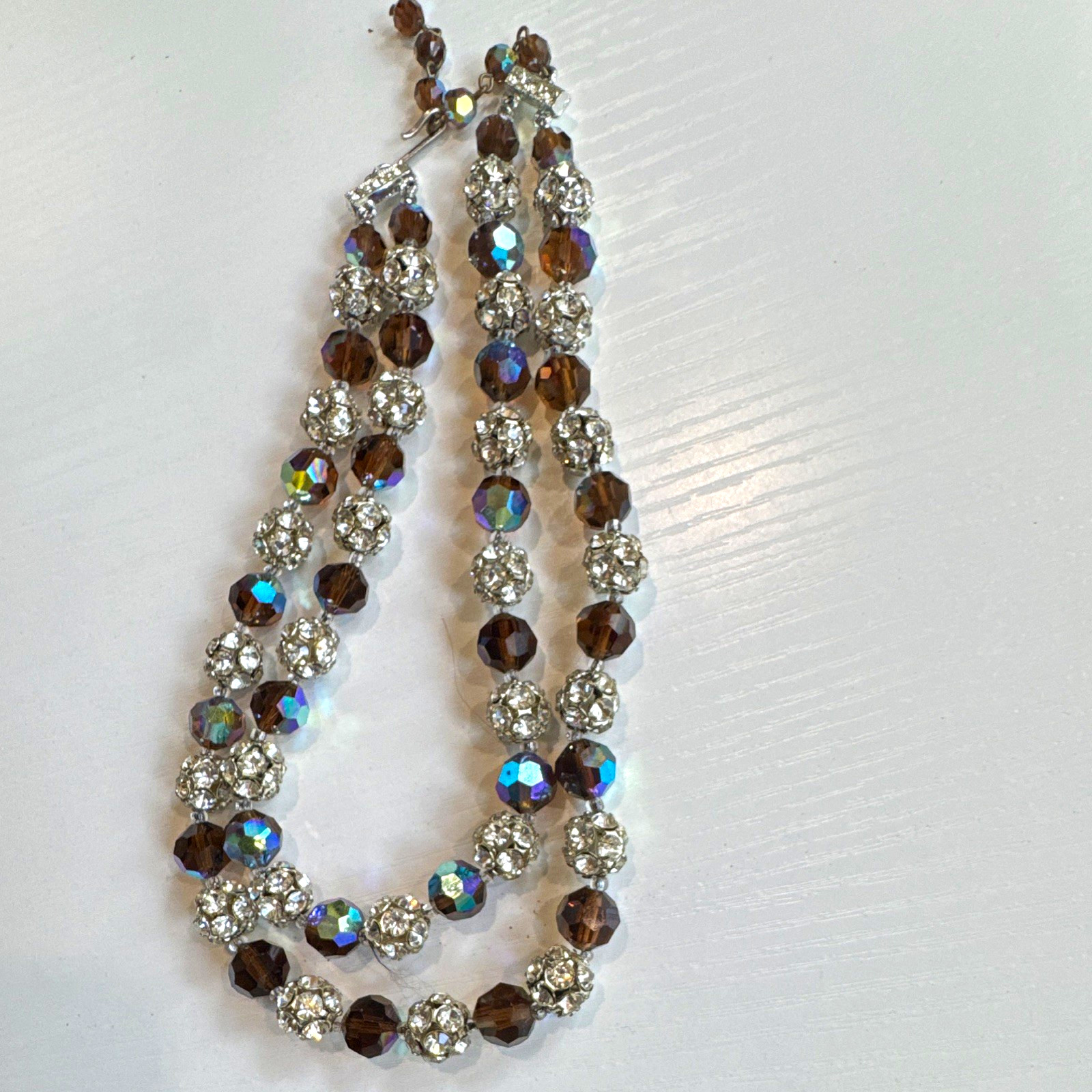 Vintage aurora borealis crystal rhinestone necklace