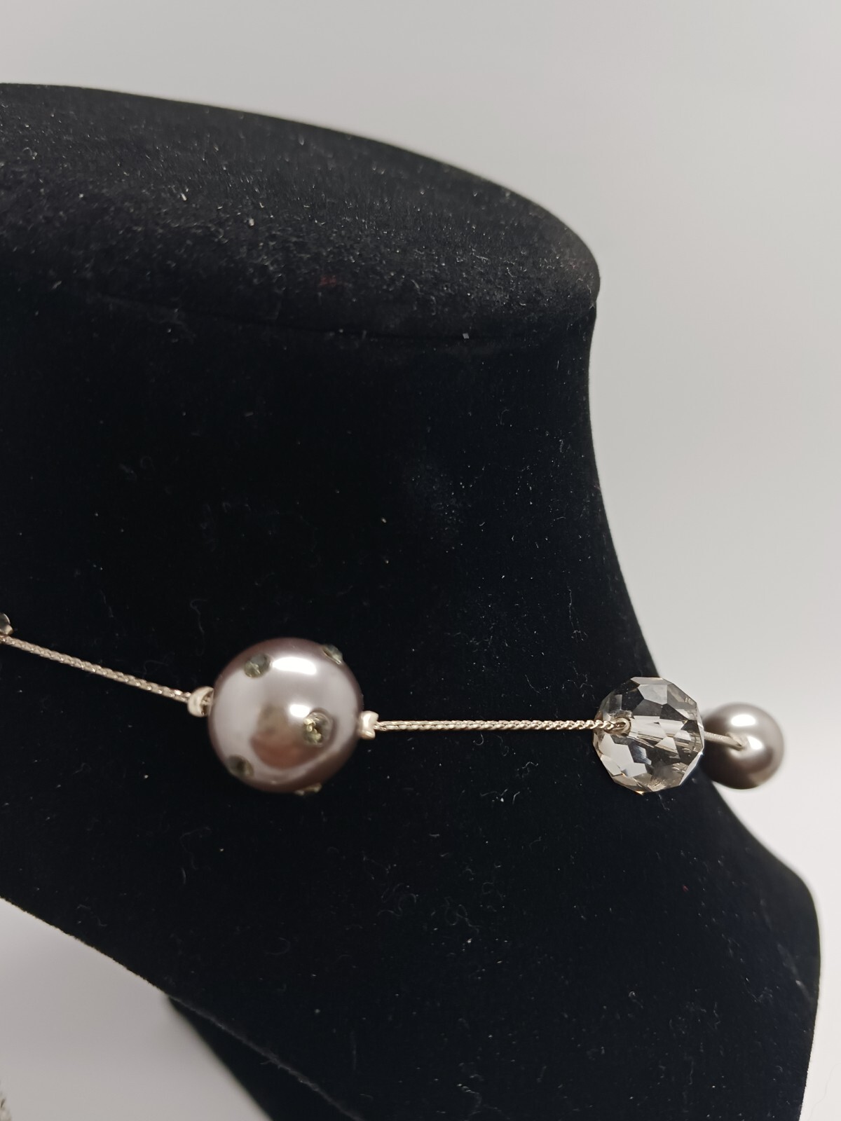 Silver Balls! Vera Wang Bracelet and “Crystal” rhinestone Bead Necklace