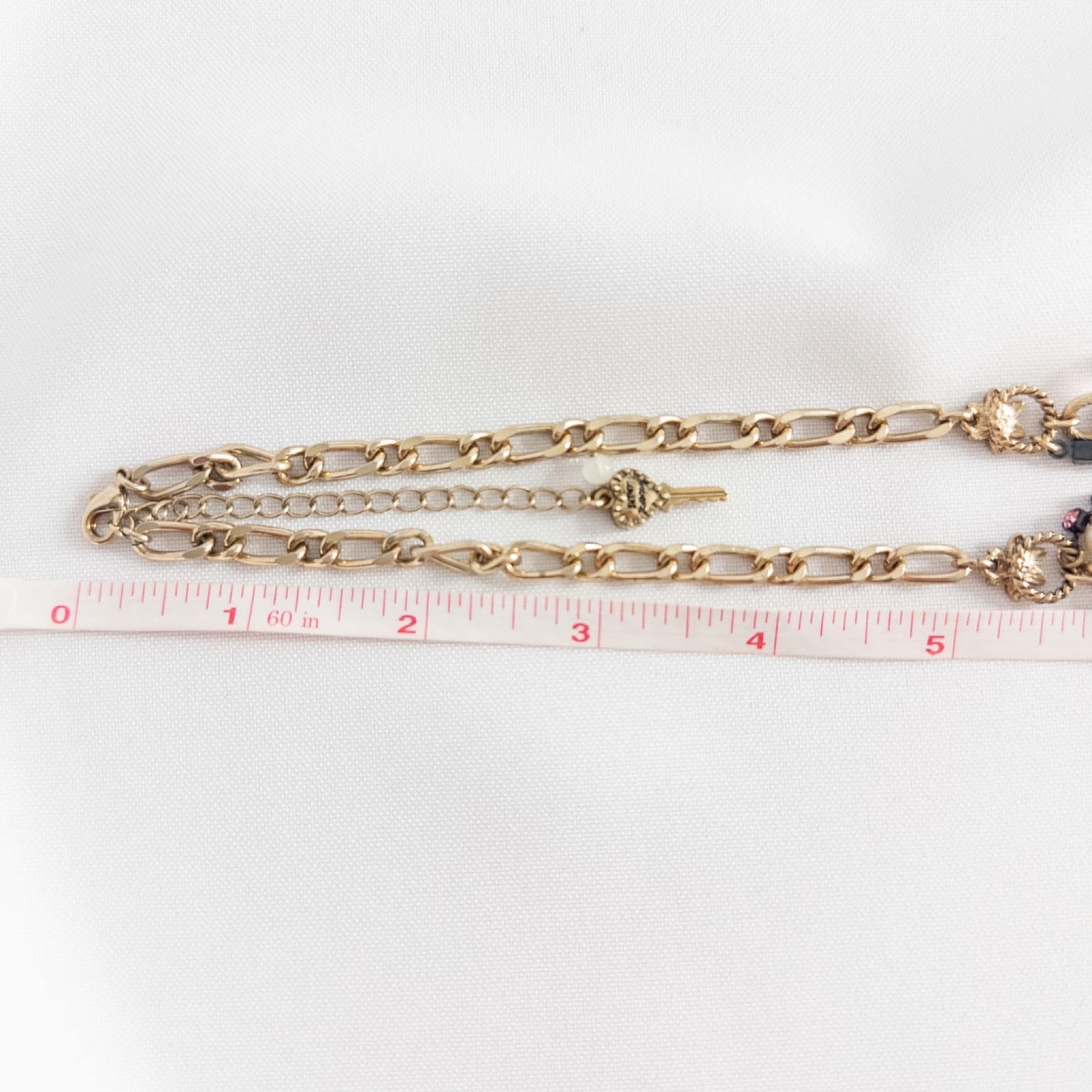 Betsey Johnson Love Birds Key Heart Pink Lock Flower Pearl Bead Necklace Rare