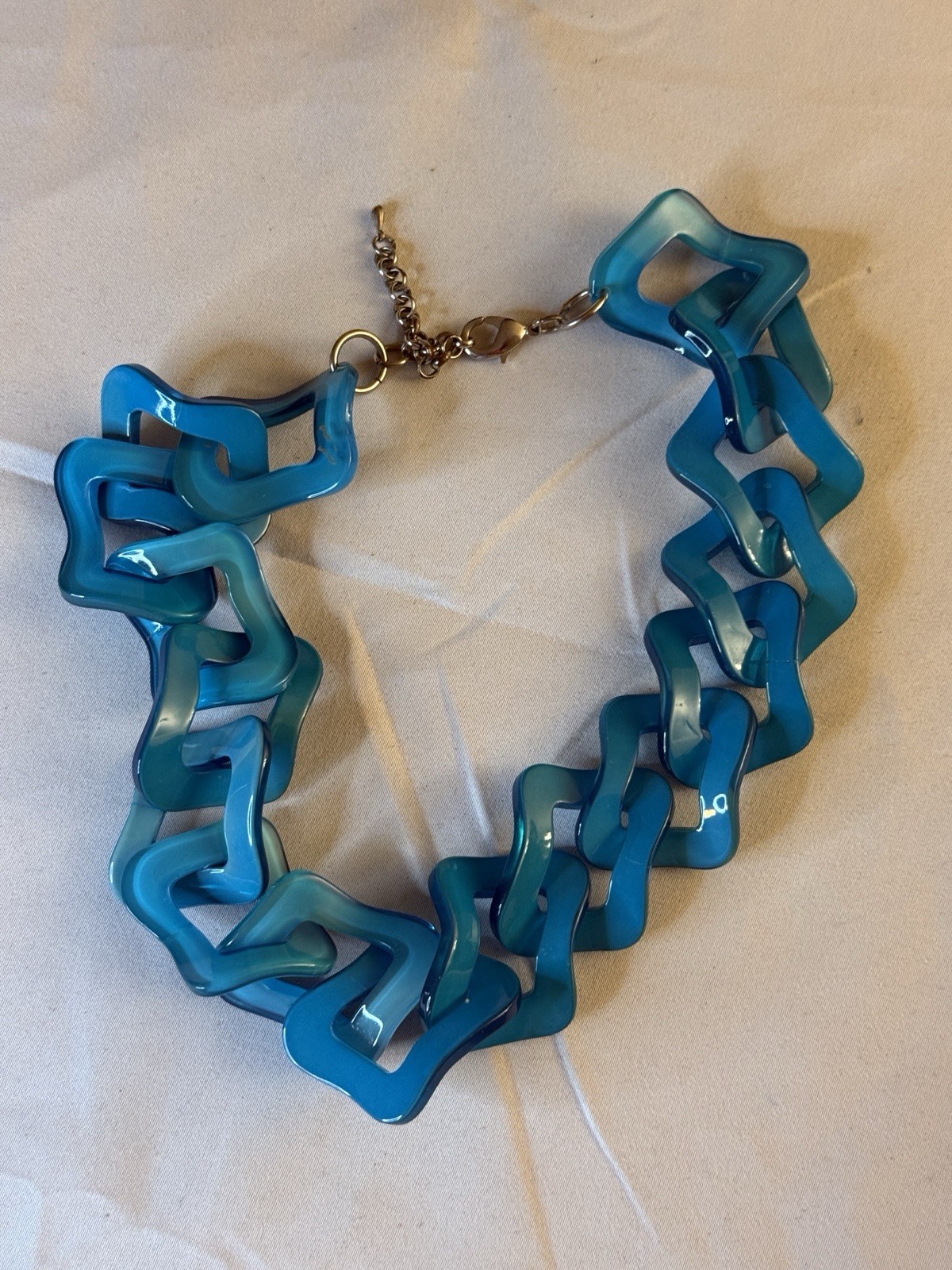 Blue Cable Link Chain Statement Necklace