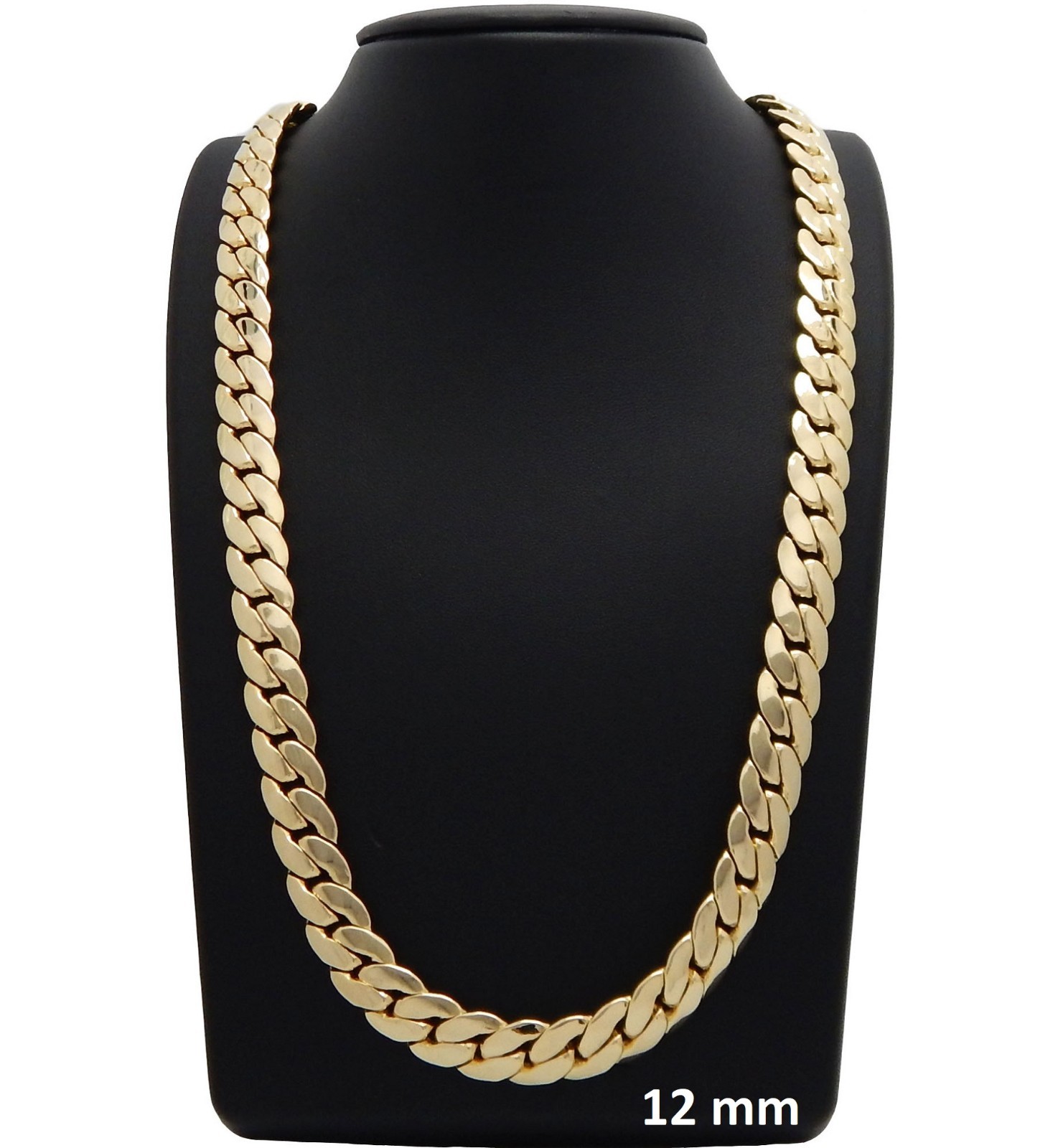 Miami Cuban link Chain 4mm to 12mm Necklace Bracelet 14k Gold Plated 20″ 24″ 30″