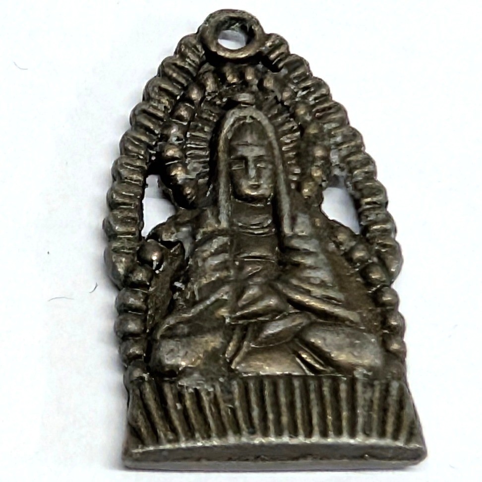 Vintage 2 Sided Male Female Buddha Pendant Spiritual Charm Bronze Tone Halo Calm