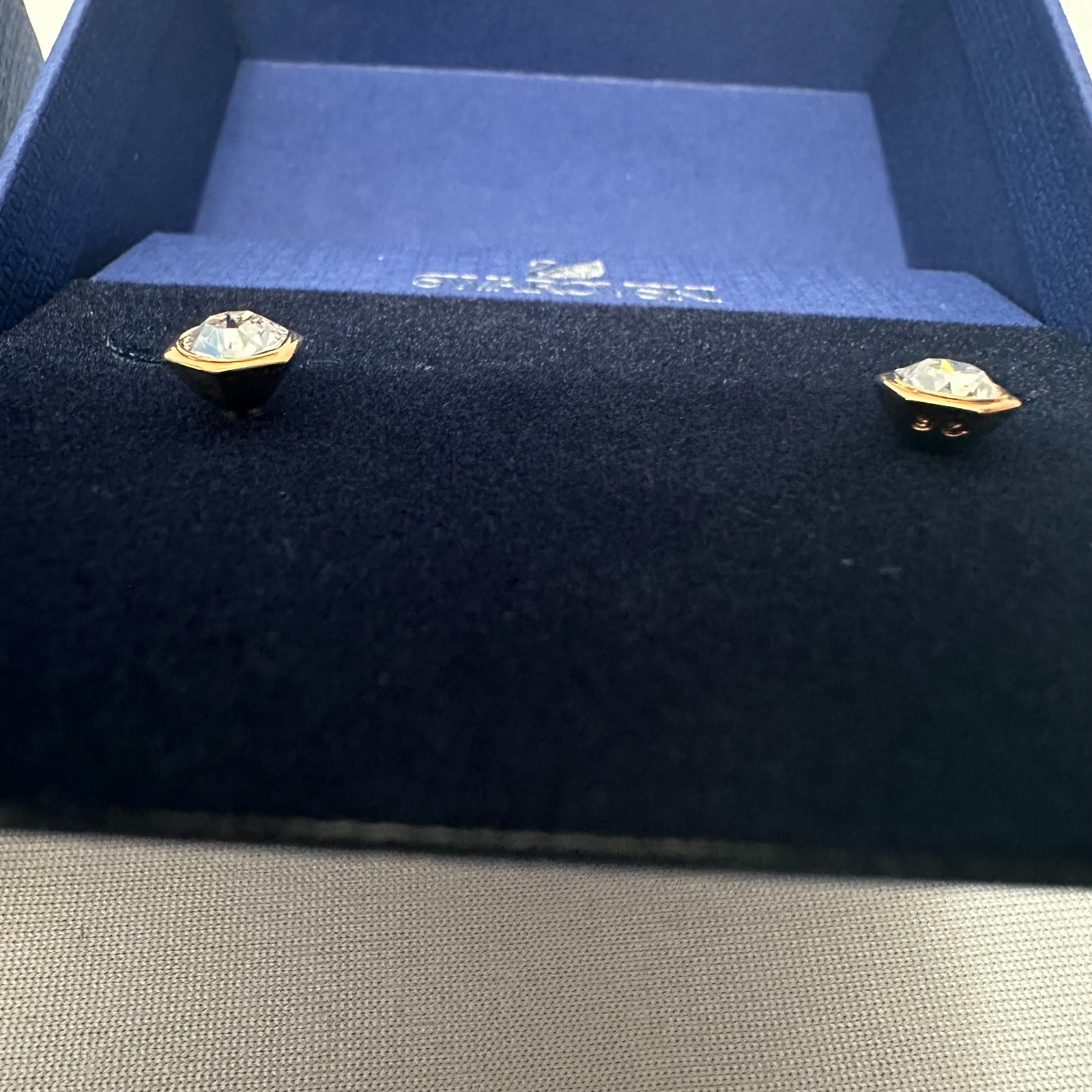 Swarovski 5371199 Rose Gold-Plated Hexagonal Stud Earrings With Gift Box