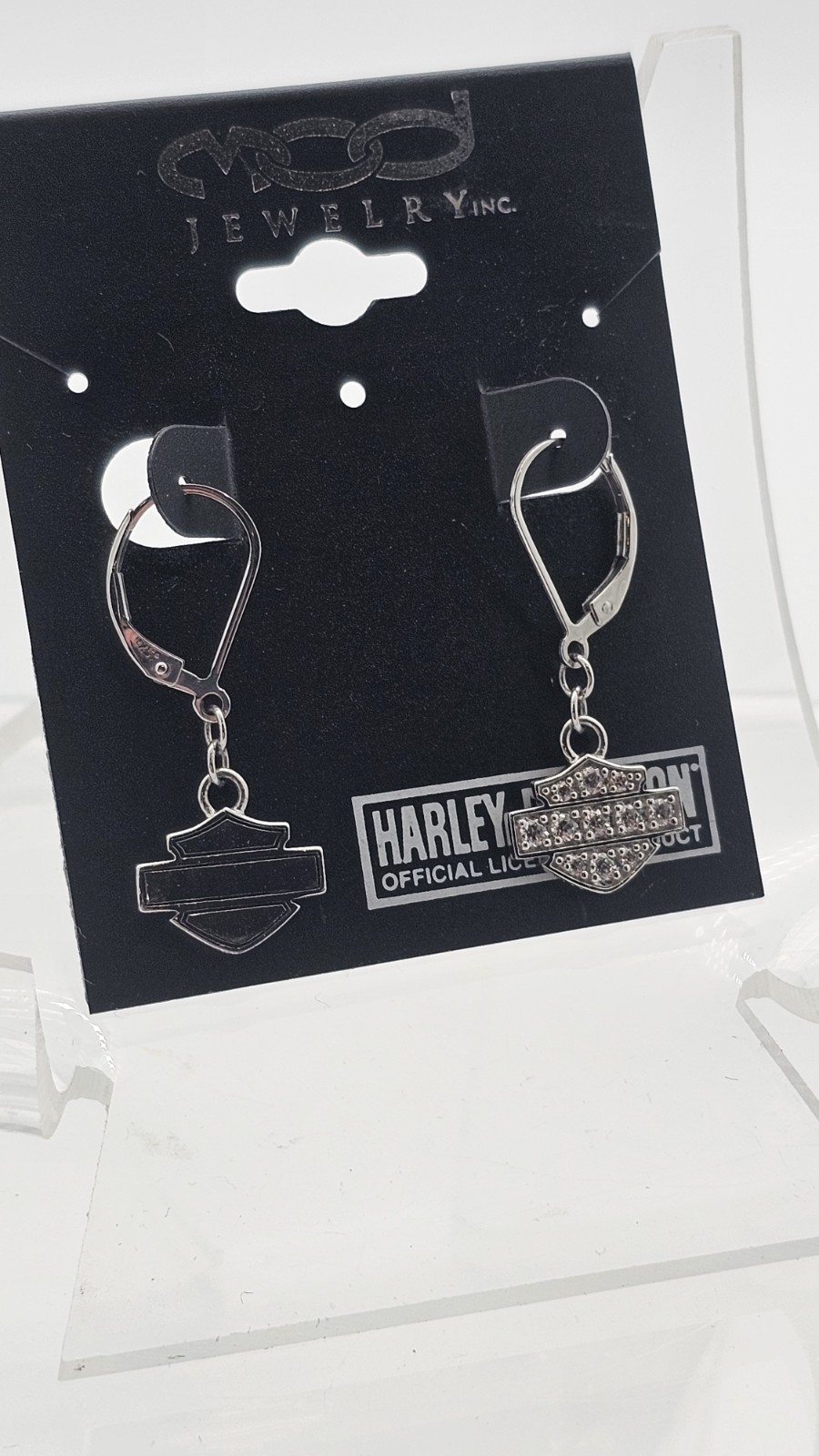 Harley-Davidson Women’s Earrings, Bling Bar & Shield Dangles, Silver HDE0183