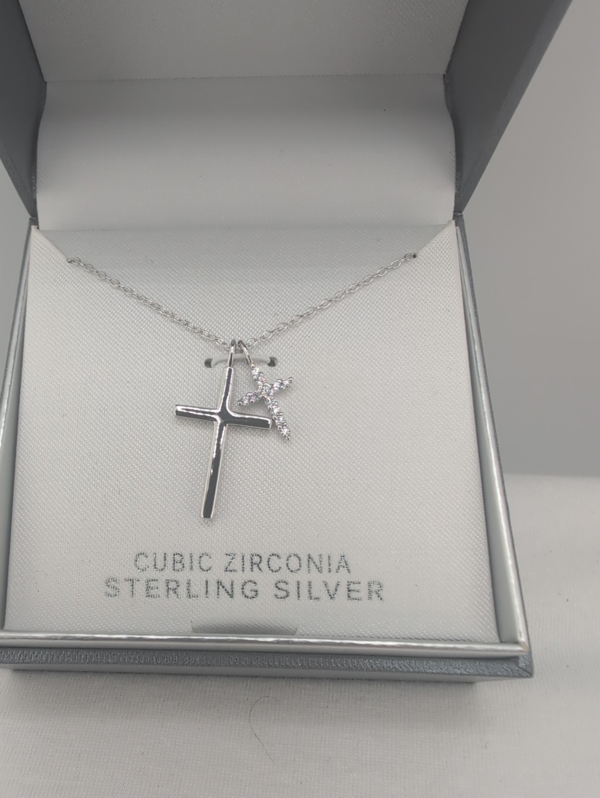 925 Sterling Silver Cross Pendant with Dangling Free Floating Cross 26mm