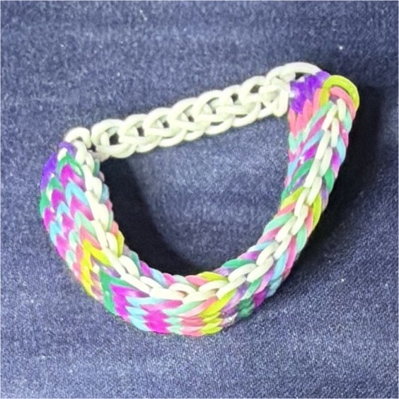 Handmade Multicolor Plastic Loom Elastic Band Bracelet Adjustable Size