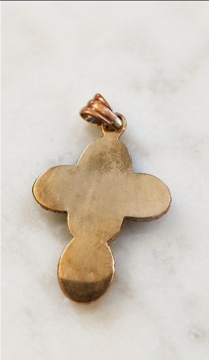 Pink Conch Shell & Copper Cross Pendant | Southwestern Boho Artisan Jewelry