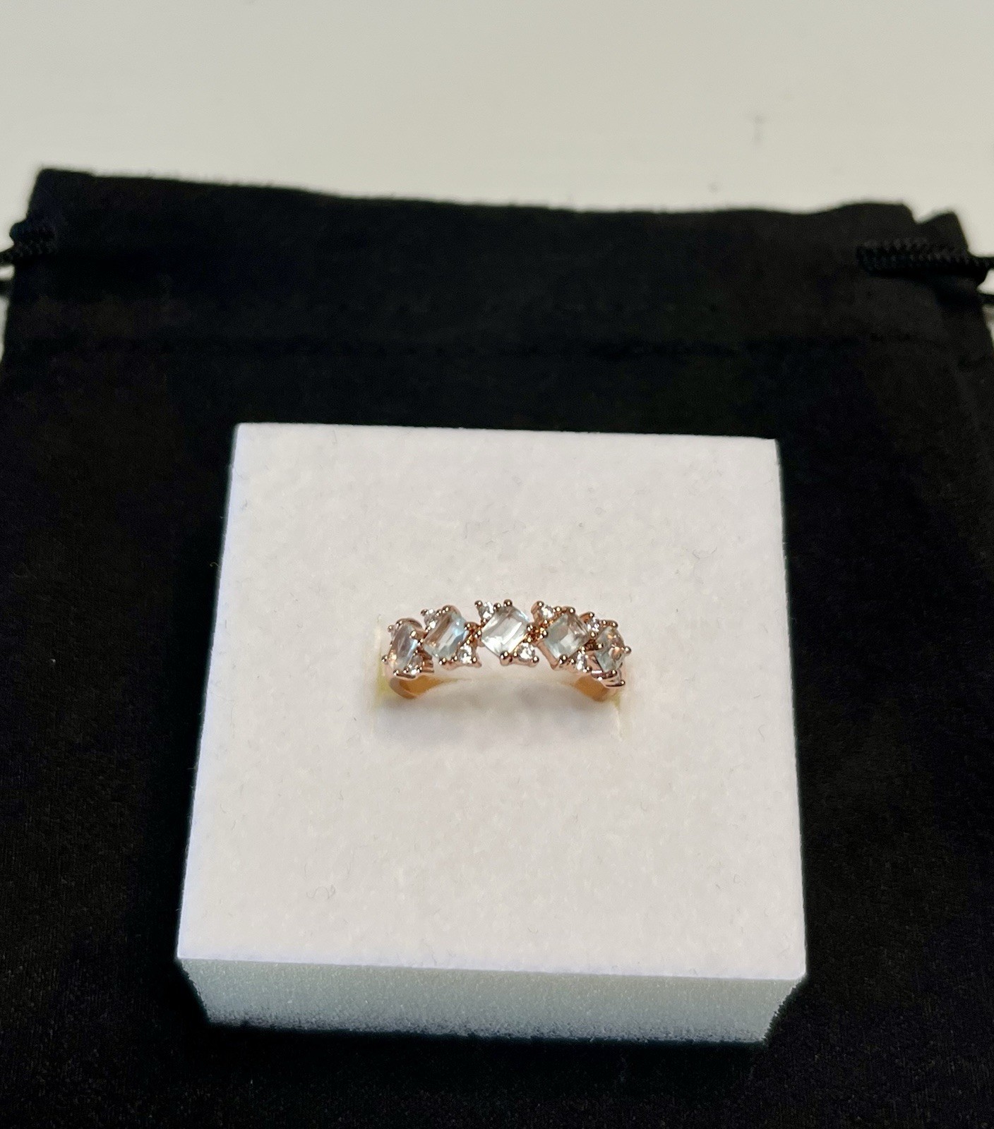 Bomb Party Baguette Cut Cluster Ring Size 8 Light Blue Stone