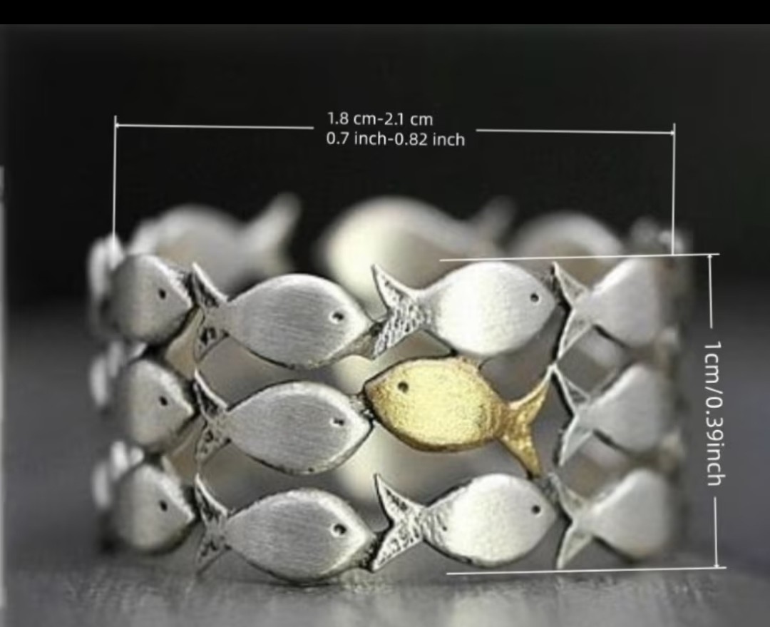 “Swim against the current” ring (gold fish)
