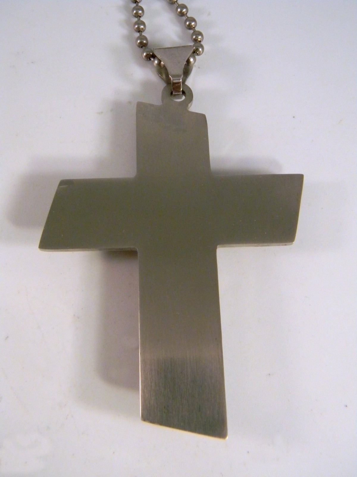 Large Stainless-Steel Cross Crucifix Pendant Necklace with Gold Tones