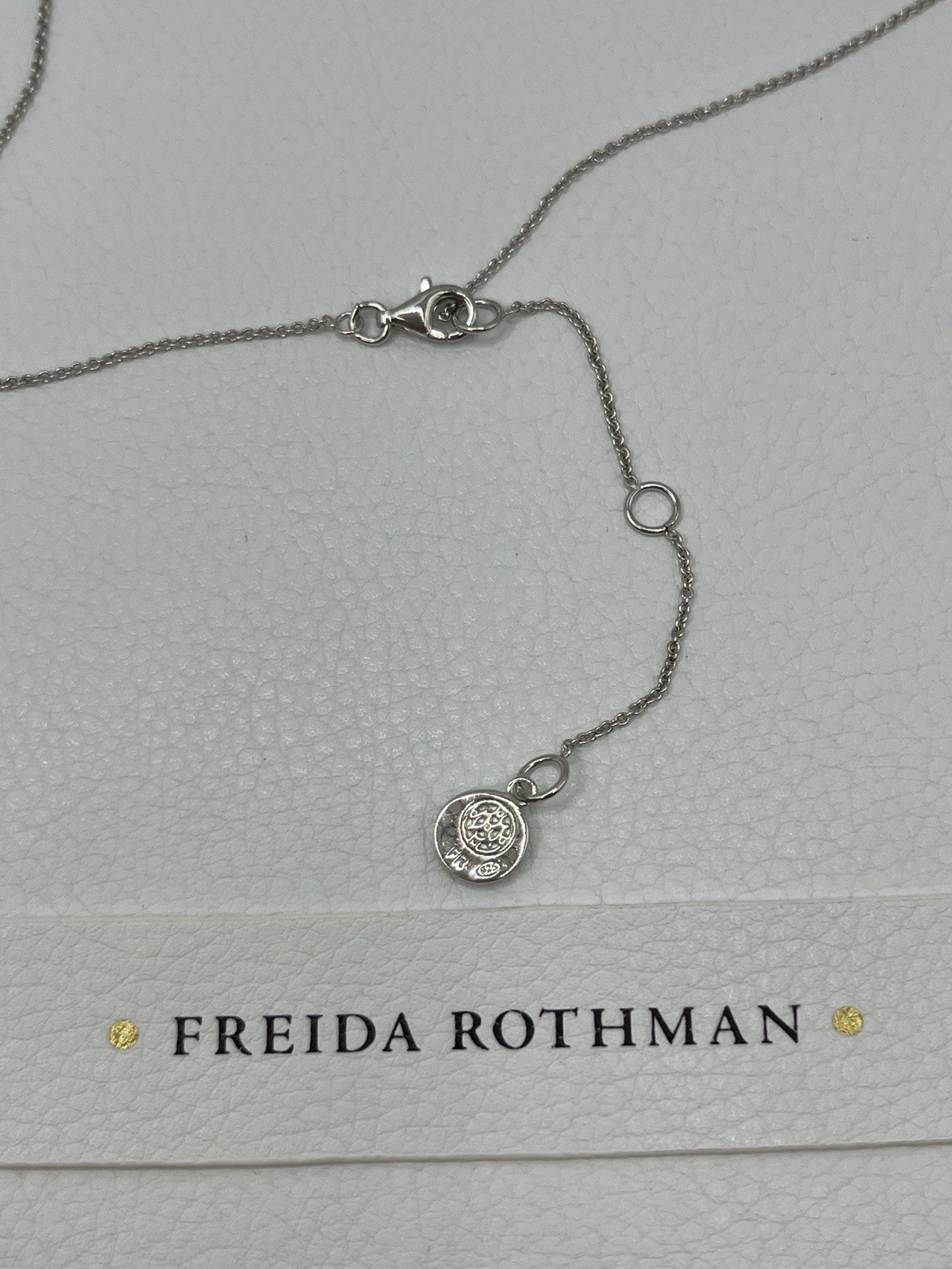 Freida Rothman Silver & Black CZ Bezel Set Station Necklace 36 Inch w/ Extender