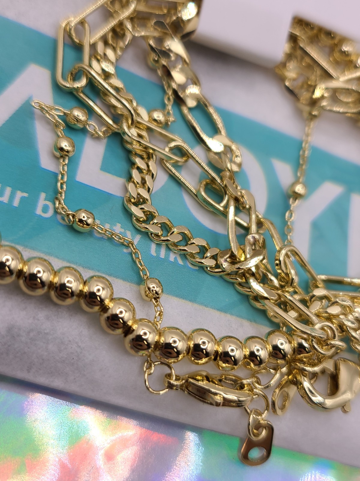 Adoyi Set of 5 Gold Bracelets for Women, 14K Plated 6.8 IN General Wrist