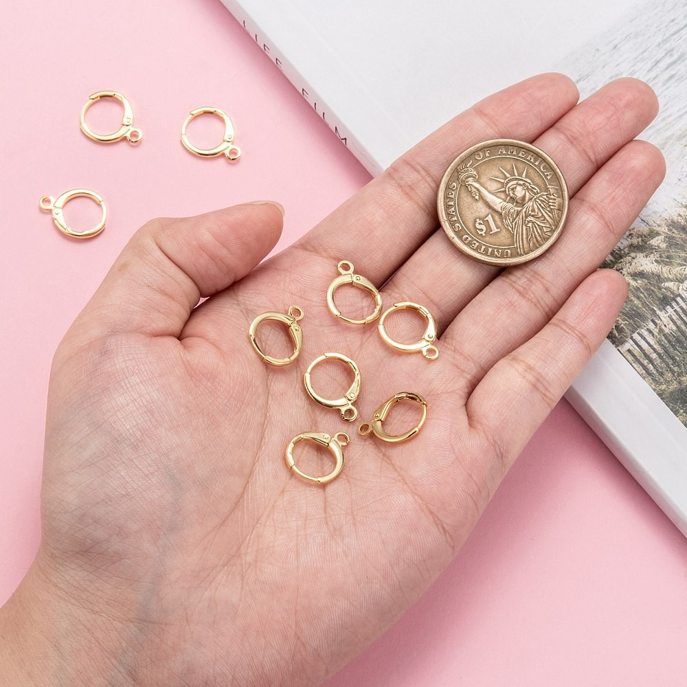 5 Pair Gold Brass Huggie Hoop Earring Finding w/Loop Round Blank for Earring DIY