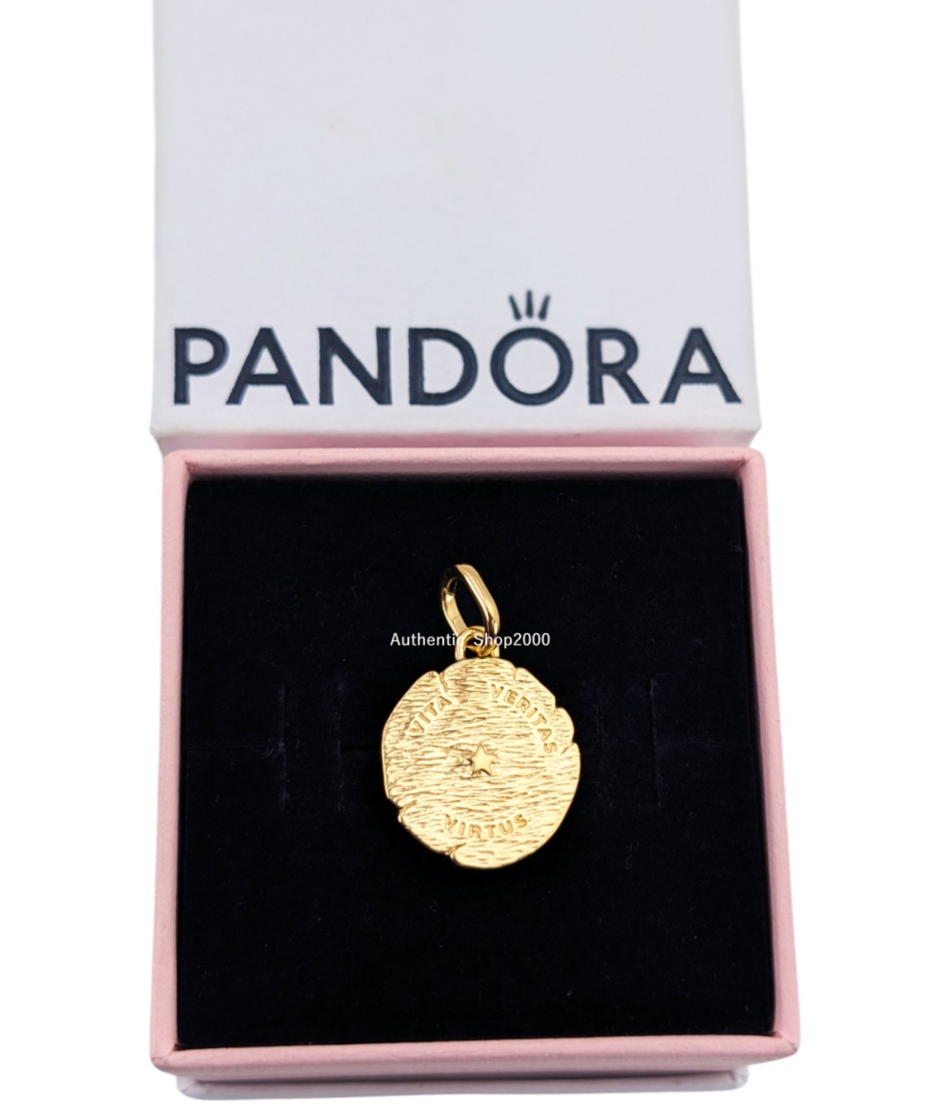 NEW 100% Authentic PANDORA 14K Gold P Brave Lion Medallion Coin Charm 763974C01