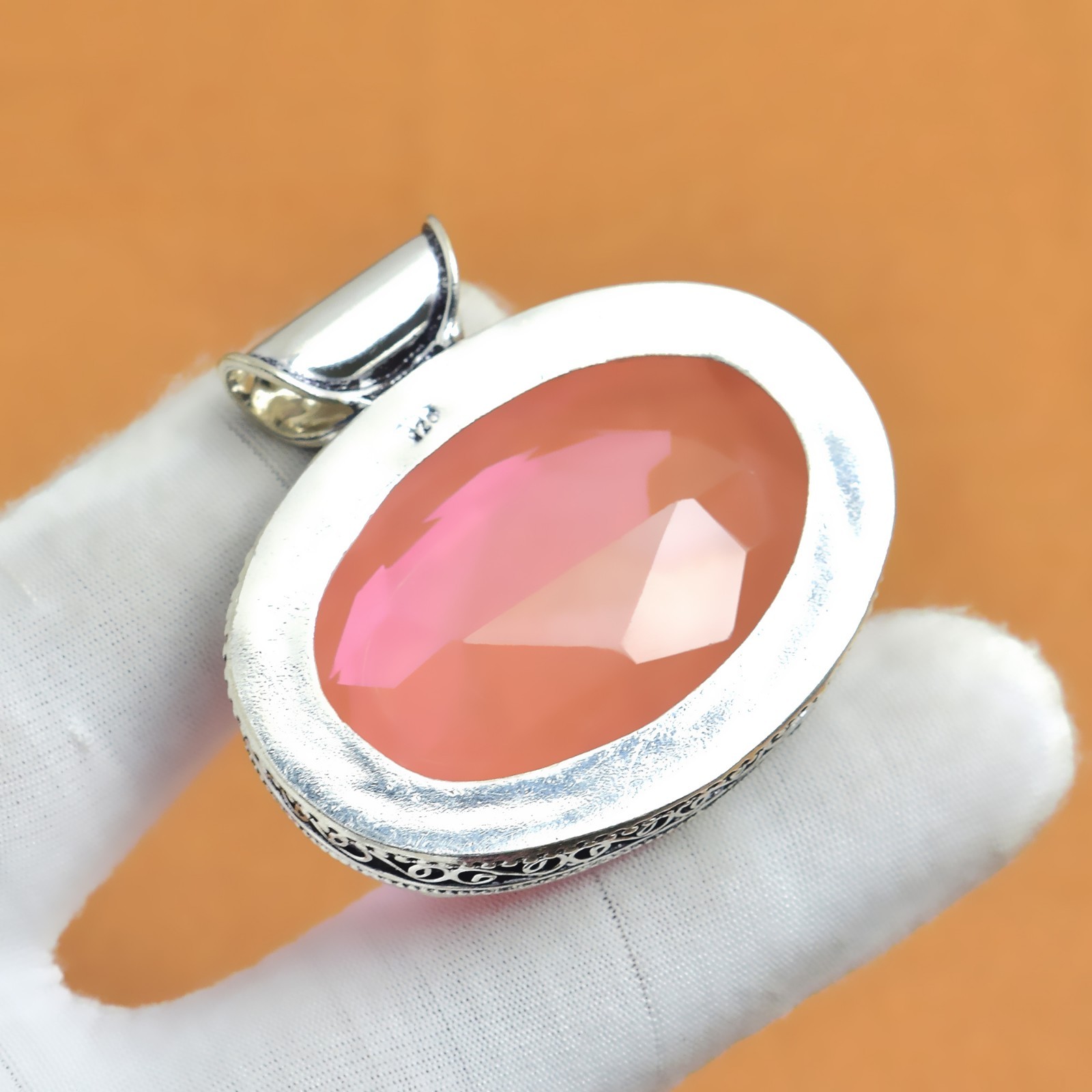 Faceted Pink Kunzite Gemstone 925 Sterling Silver Handmade Pendant