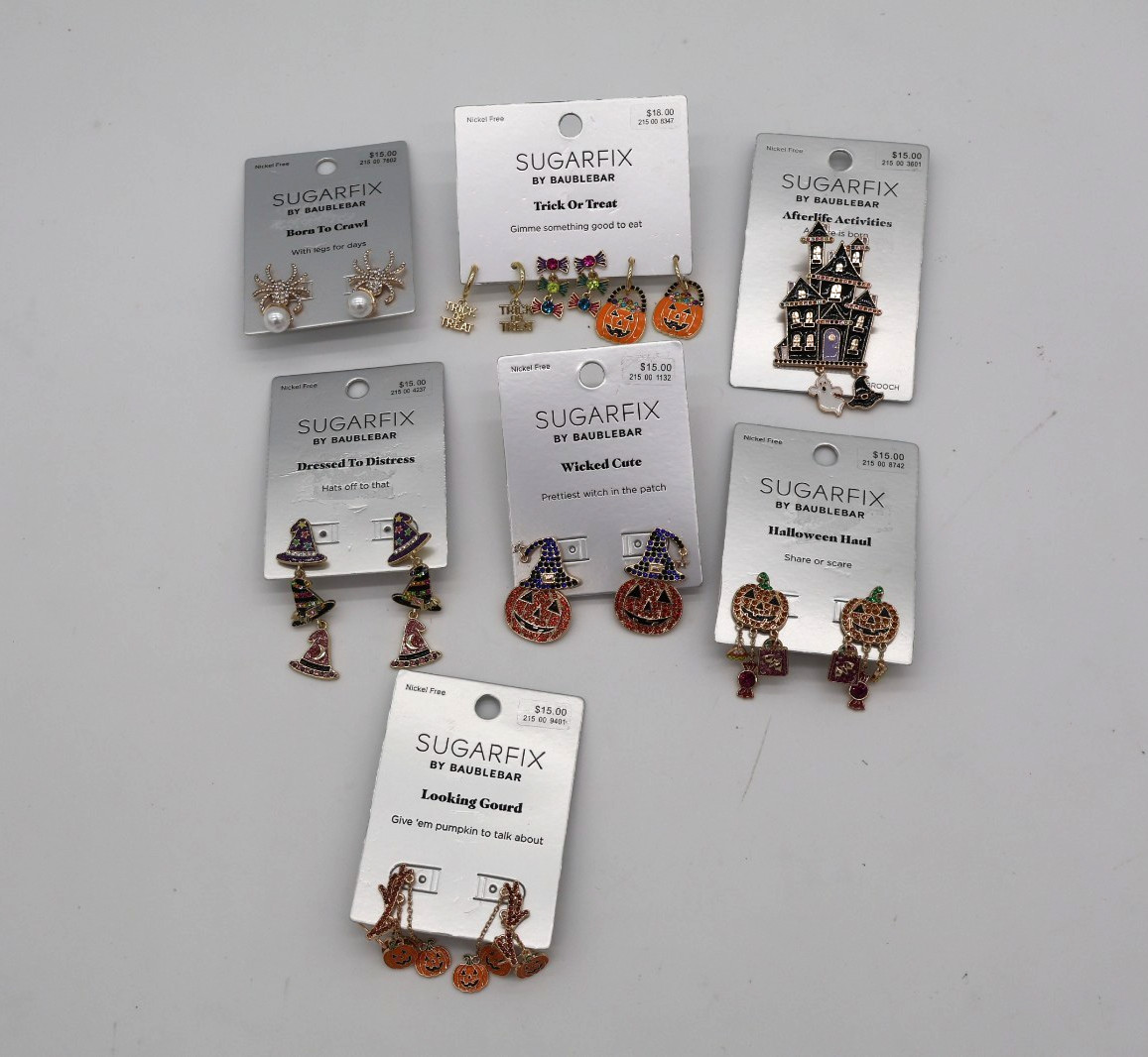 Sugarfix By Baublebar Halloween Earrings Lot of 8 Pairs Jack O Lantern Witch NWT