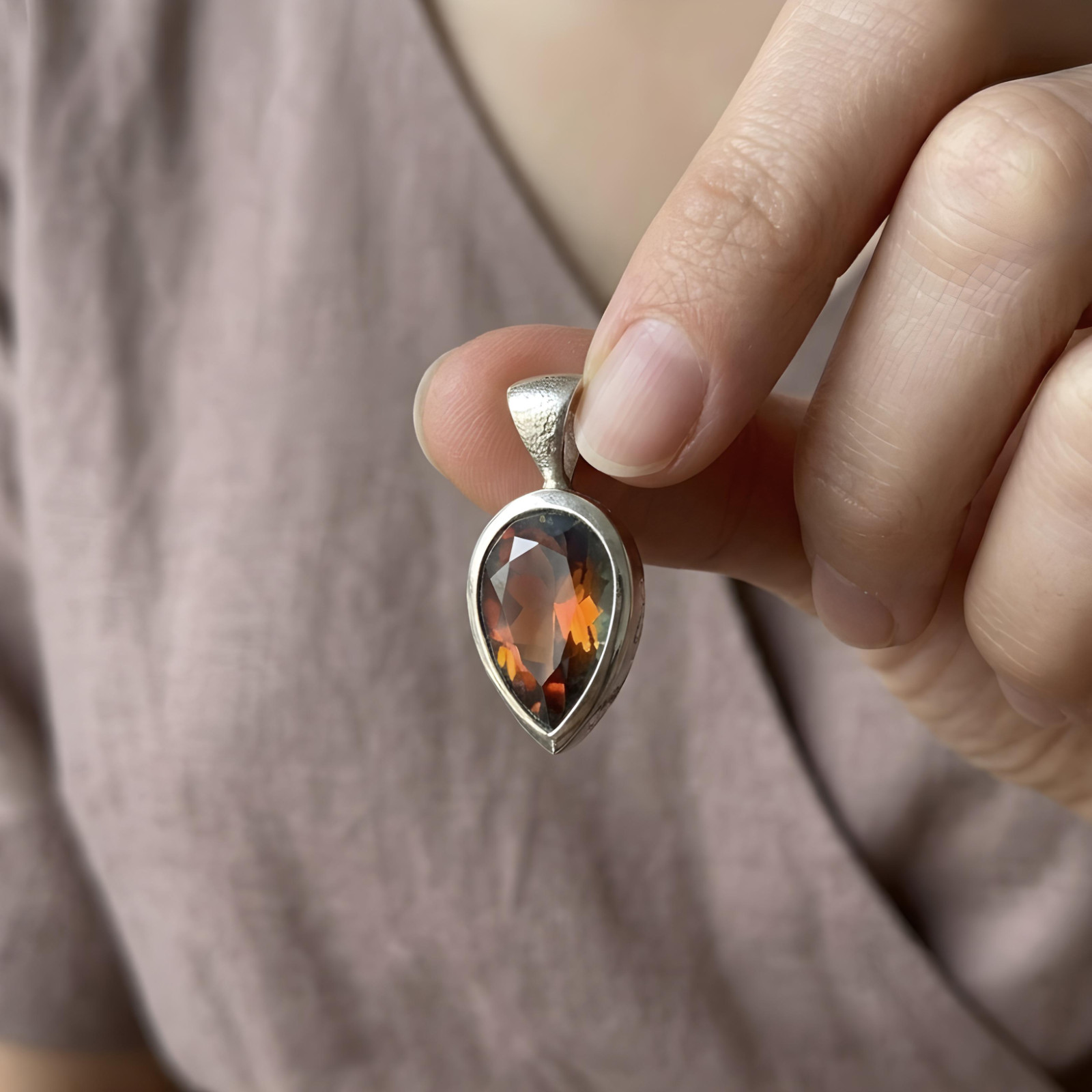 Madagascar Rainbow Moonstone Pendant Handmade 925 Silver Blue Fire Pendant