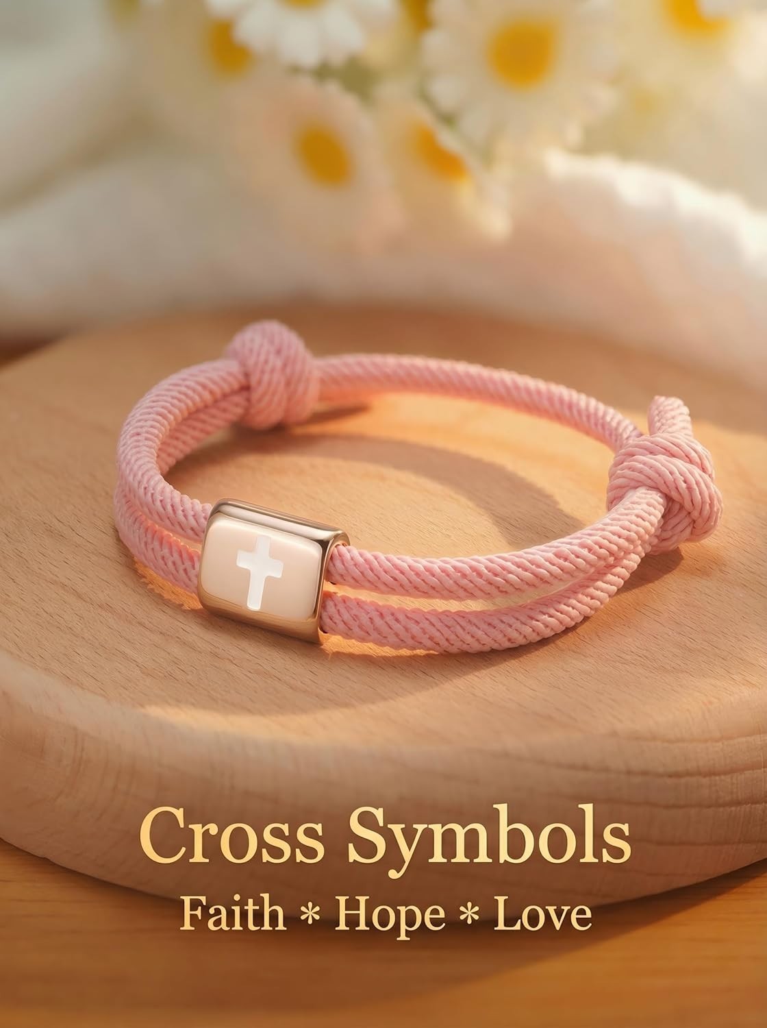 Cross Bracelet for Girls, Adjustable Bracelet Baptism Confirmation First Comm…