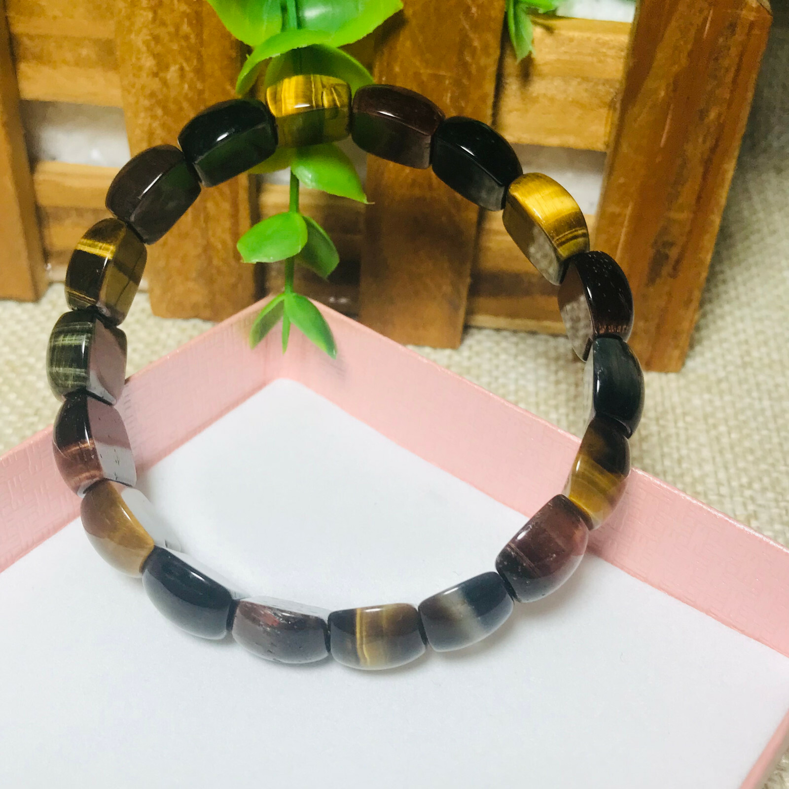 1PCS Natural Multicolor tiger eye Stone square Beads fit Yoga bracelet