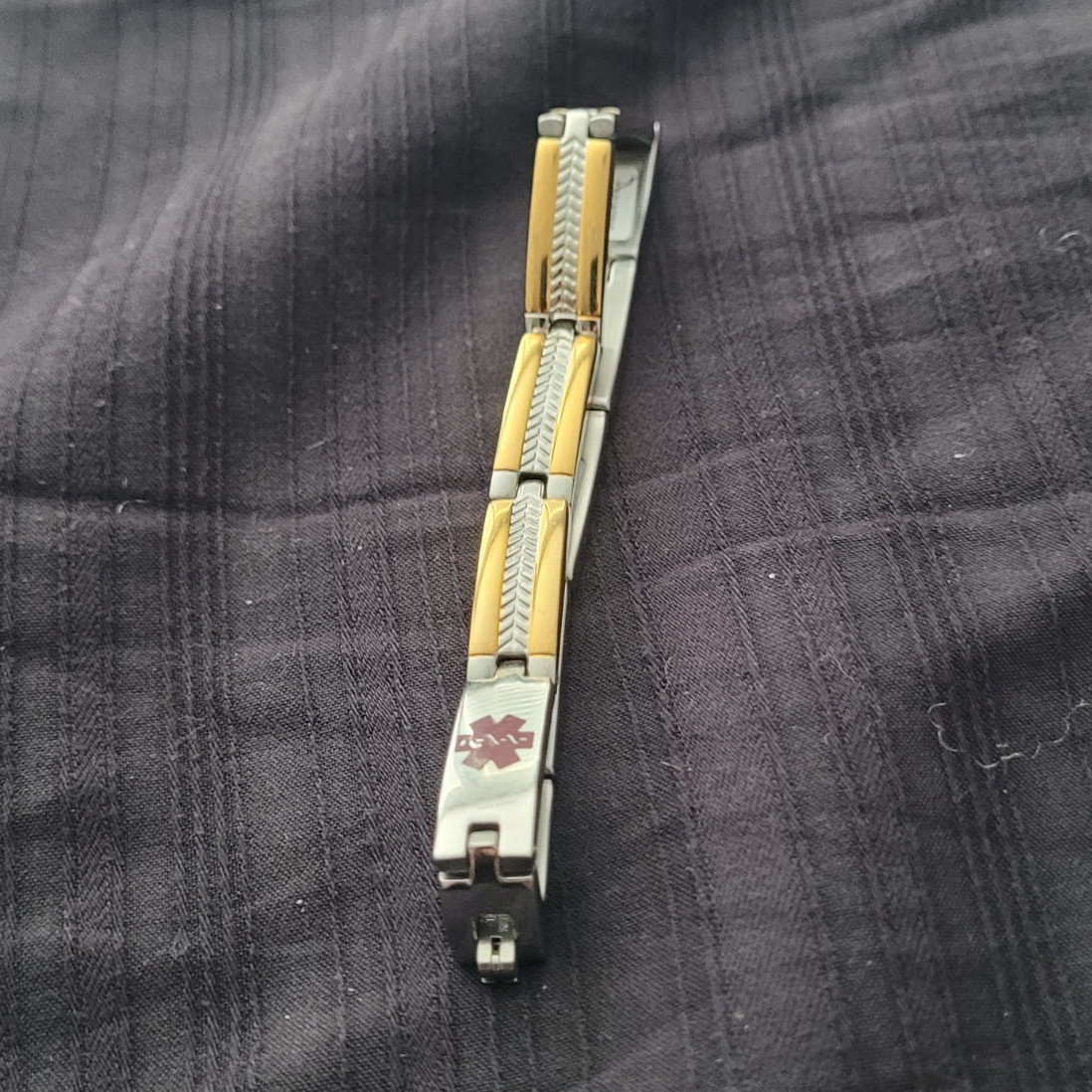 Two-Tone Silver/Gold Stainless Steel Medic Alert Bracelet
