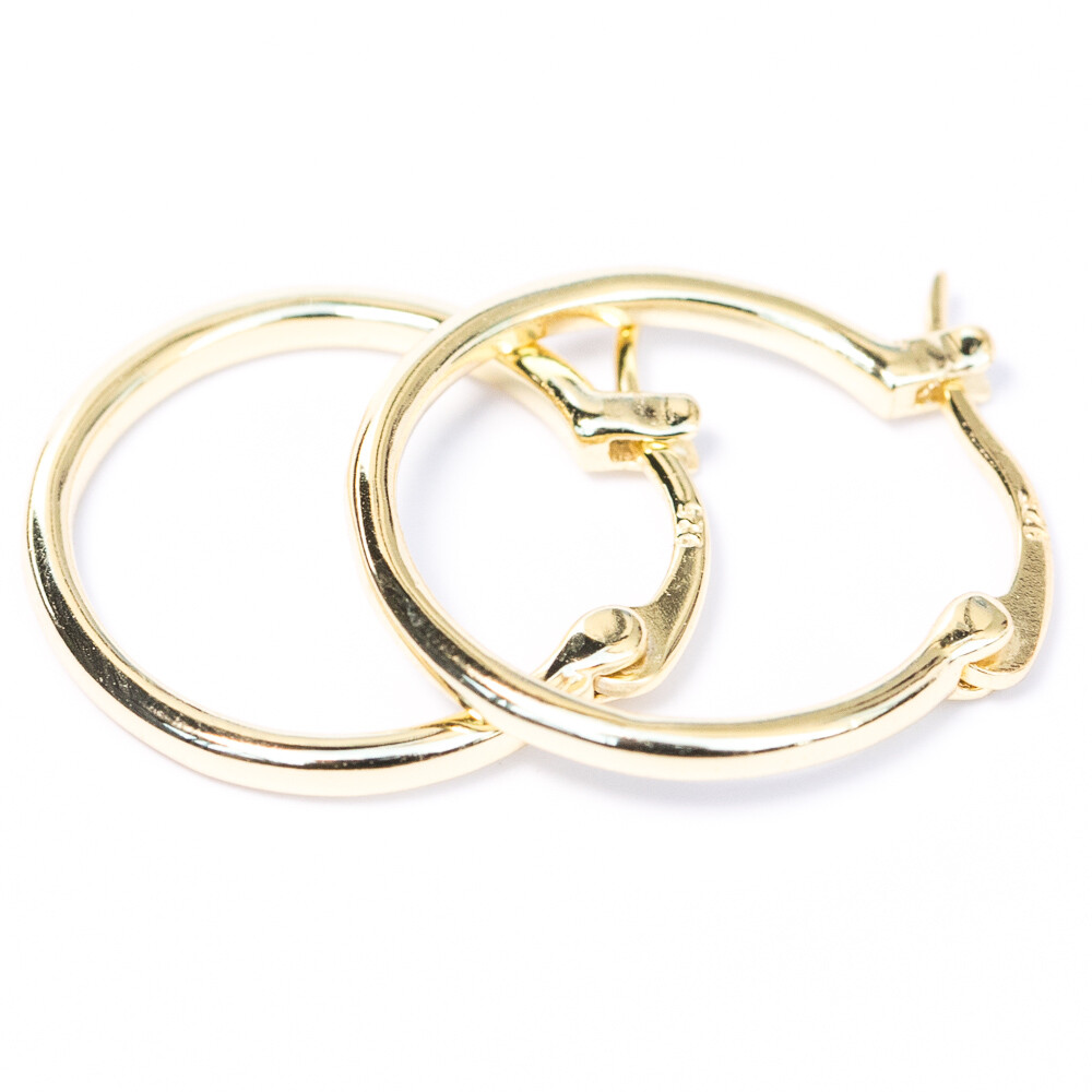 14k Gold Plated 925 Sterling Silver Men’s Women’s Round Hoop Huggie Earrings