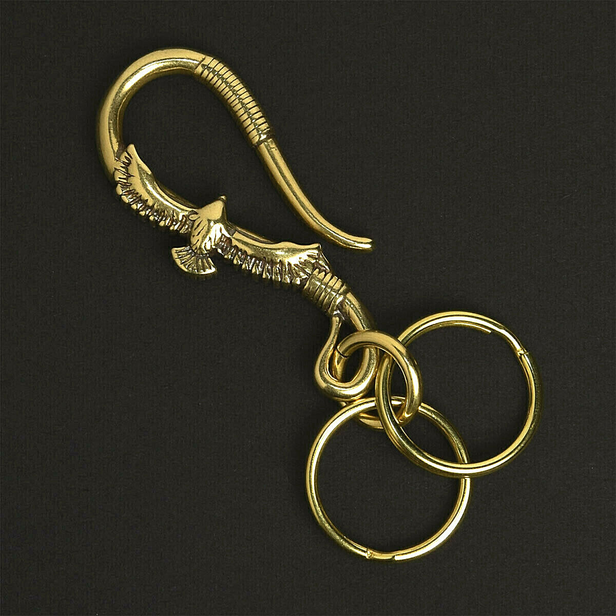 Solid Brass Quick Release Hawk Keychain Detachable Key Ring Split Ring Hook