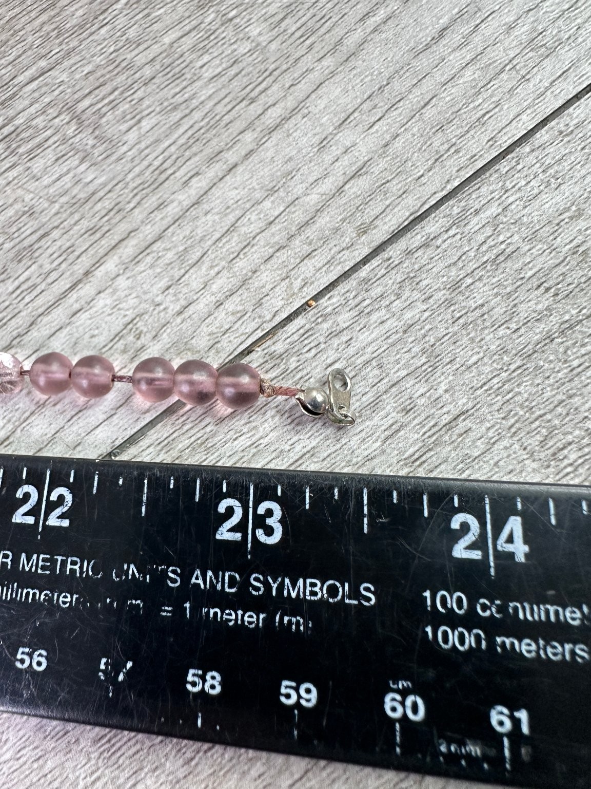 Artisan Beaded Necklace Pink Purple Iridescent Glass Acrylic Beads 22.5″ Length