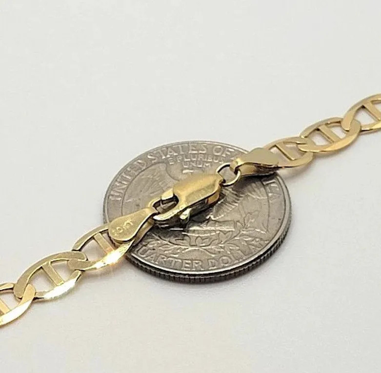 10K Solid Yellow Gold Link Chain Bracelet Necklace 3.2mm~6mm Size 7″~26″