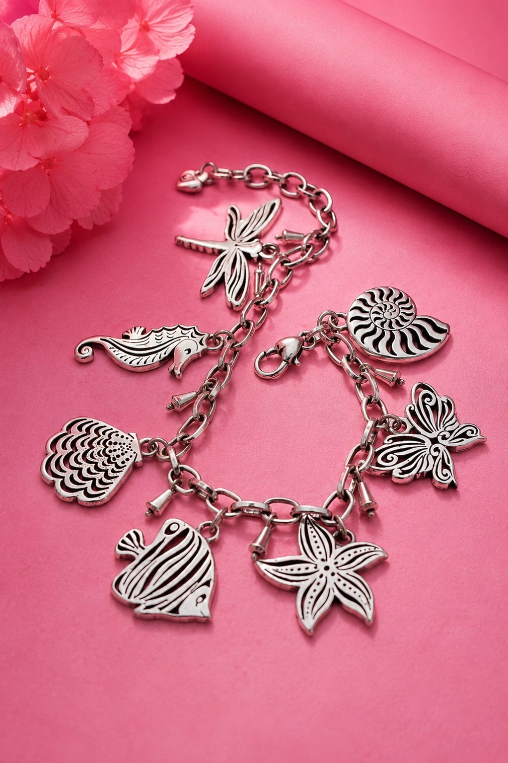 BRIGHTON CHARM BRACELET ISLAND BREEZE “Shell Seahorse Butterfly Fish Star”