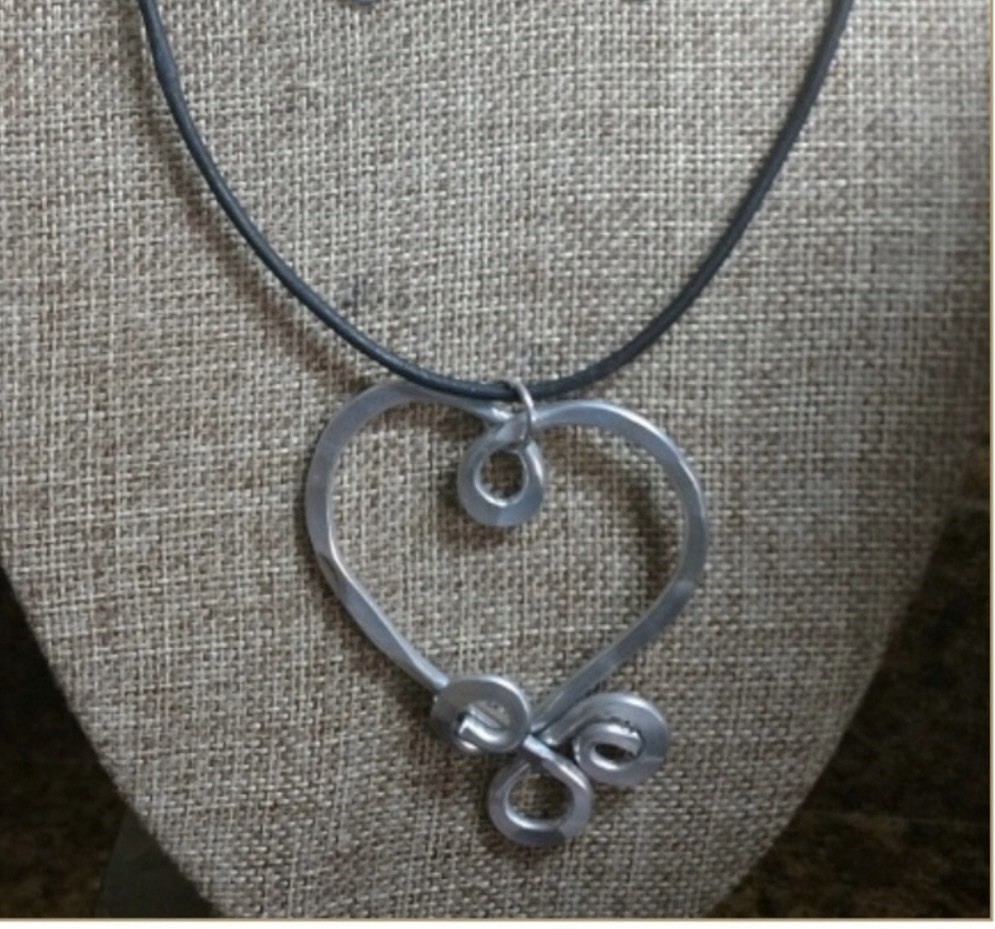 Aluminum With A Twist Heart Jewelry Set Necklace & Earrings Recycled Aluminum S…