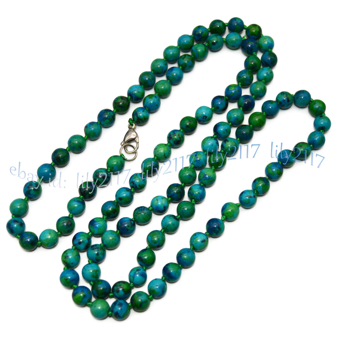 6/8/10/12mm Green Azurite Chrysocolla Round Gemstone Beads Necklaces 14-56inches