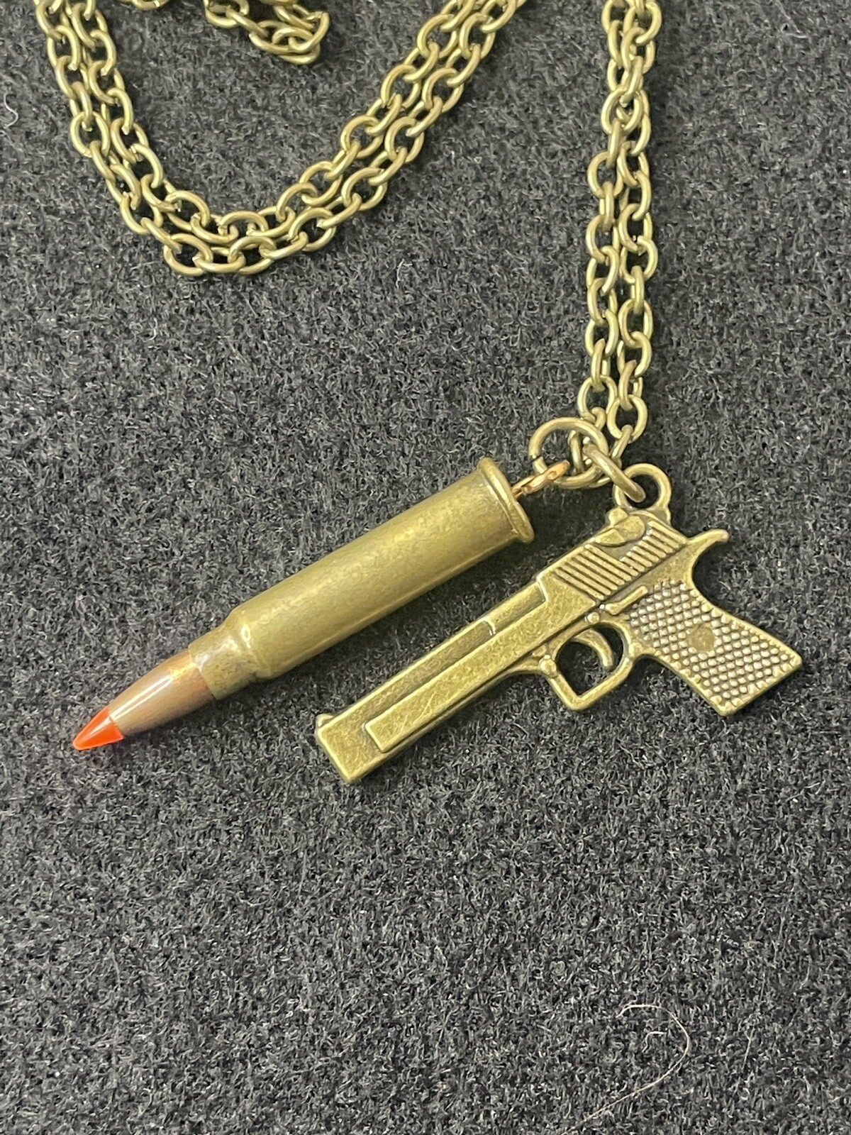 Gun & Bullet Charm Necklace New Handmade United States of America Freedom