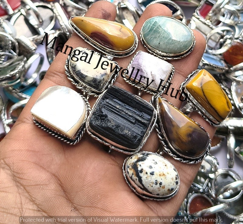 Lot! Tourmaline & Mix Gemstone 25PCS Rings 925 Sterling Silver Plated Jewellery