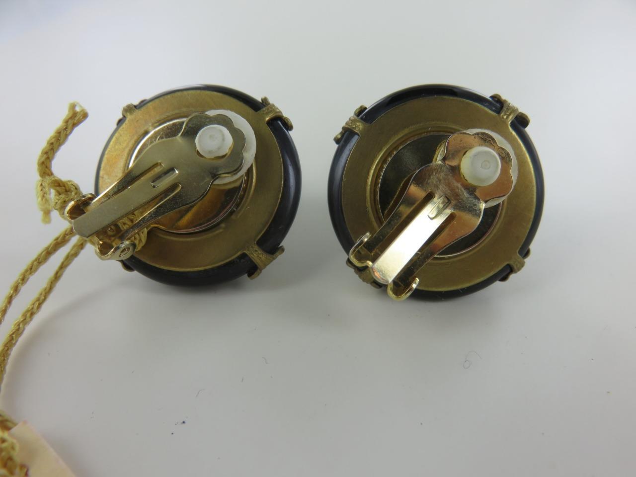 Patrice Onyx & Tiger Eye Earrings 1″ Clips #3GR OTB NWT