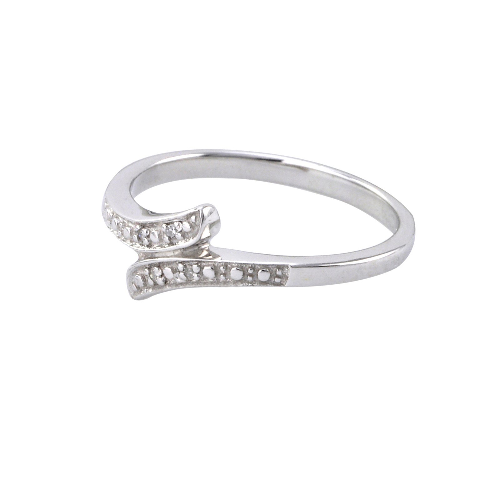 Sterling Silver Diamond Ring – Crossover Design .01 ct, I-J, I2