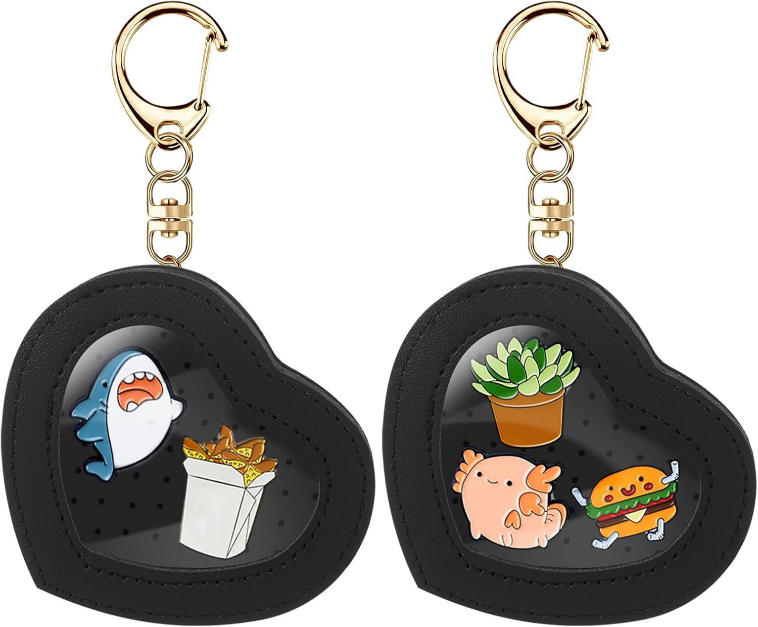 2 Pcs Shaped Pin Display Keychain Portable Enamel Pin Trading Holder Dustproof B
