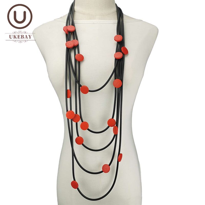 Aluminum Alloy Wood Pendant – Gothic Sweater Chain Necklace Rubber Women Jewelry