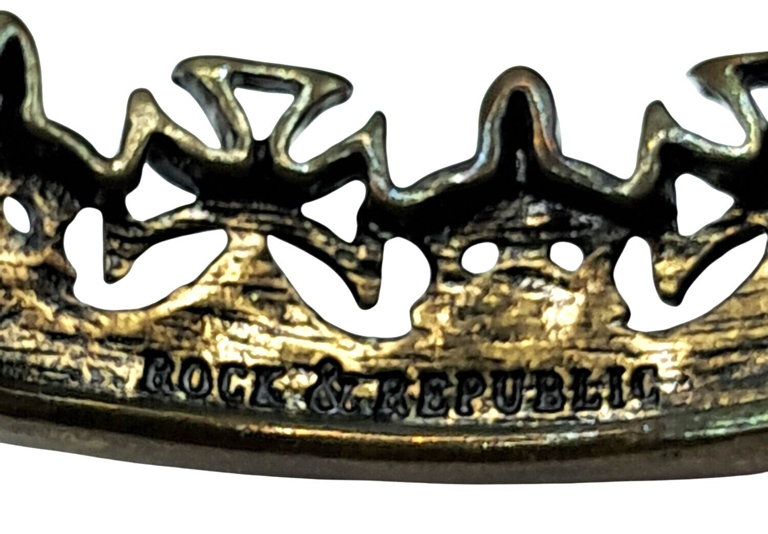 Rock & Republic Crown Bracelet with Clear Crystals Clamper Cuff Jewelry