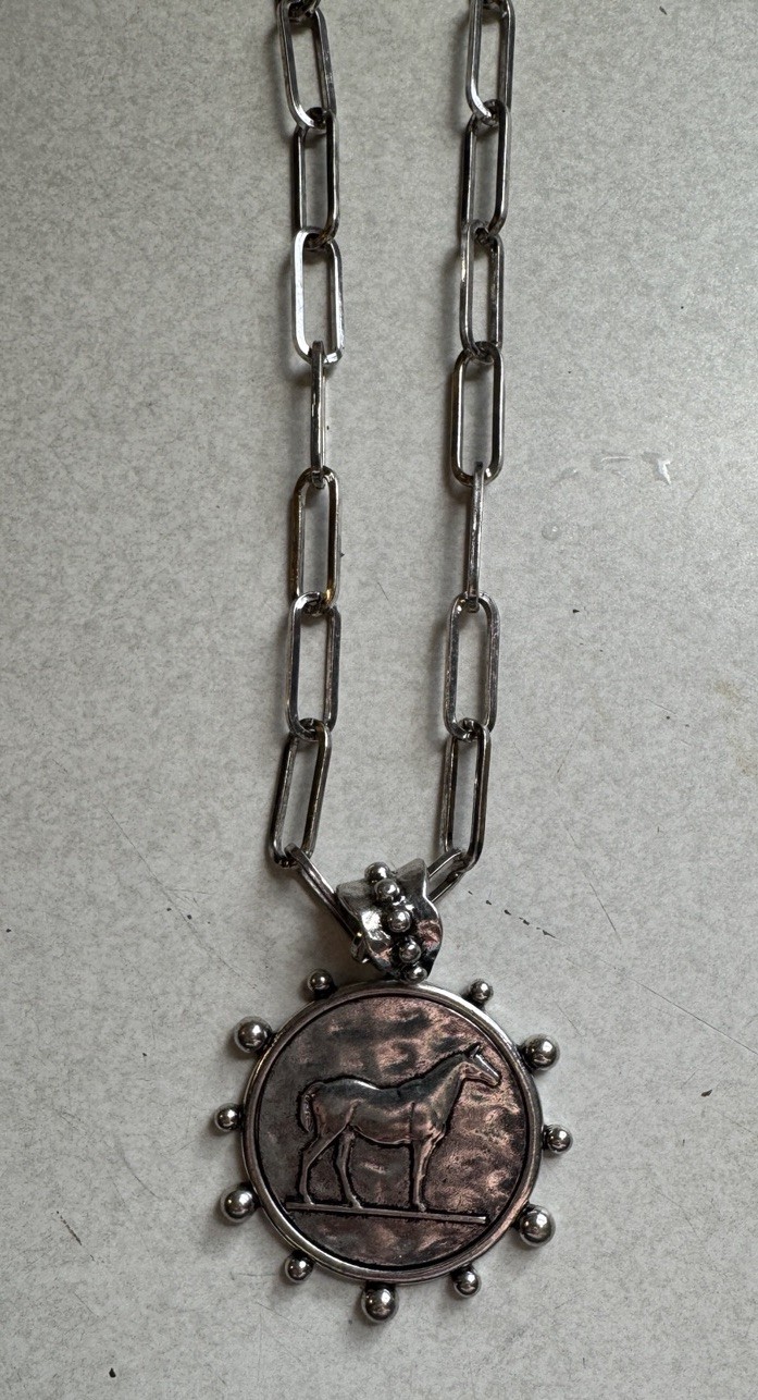 Fidelity Horse Coin Silver Paperclip Necklace NEW **READ DESCRIPTION**