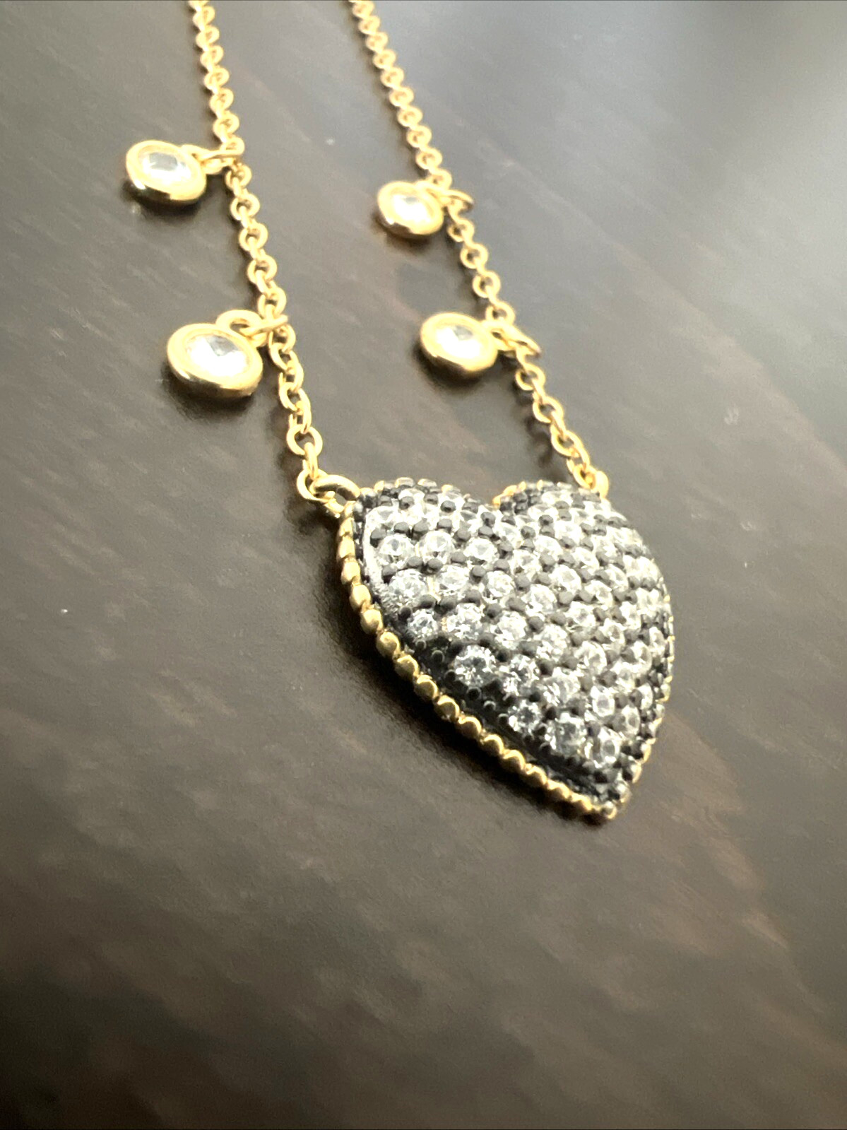 FREIDA ROTHMAN 14kt Gold Plated Sterling Silver Pavé CZ Heart Love Necklace