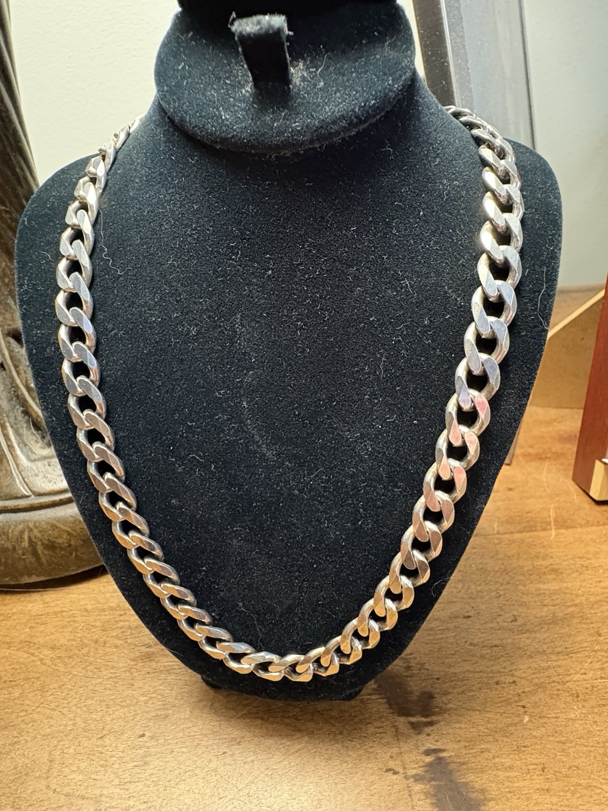 BEAUTIFUL Stamped 925 Sterling Silver Concave Cuban Necklace 24in 8MM 66.59g