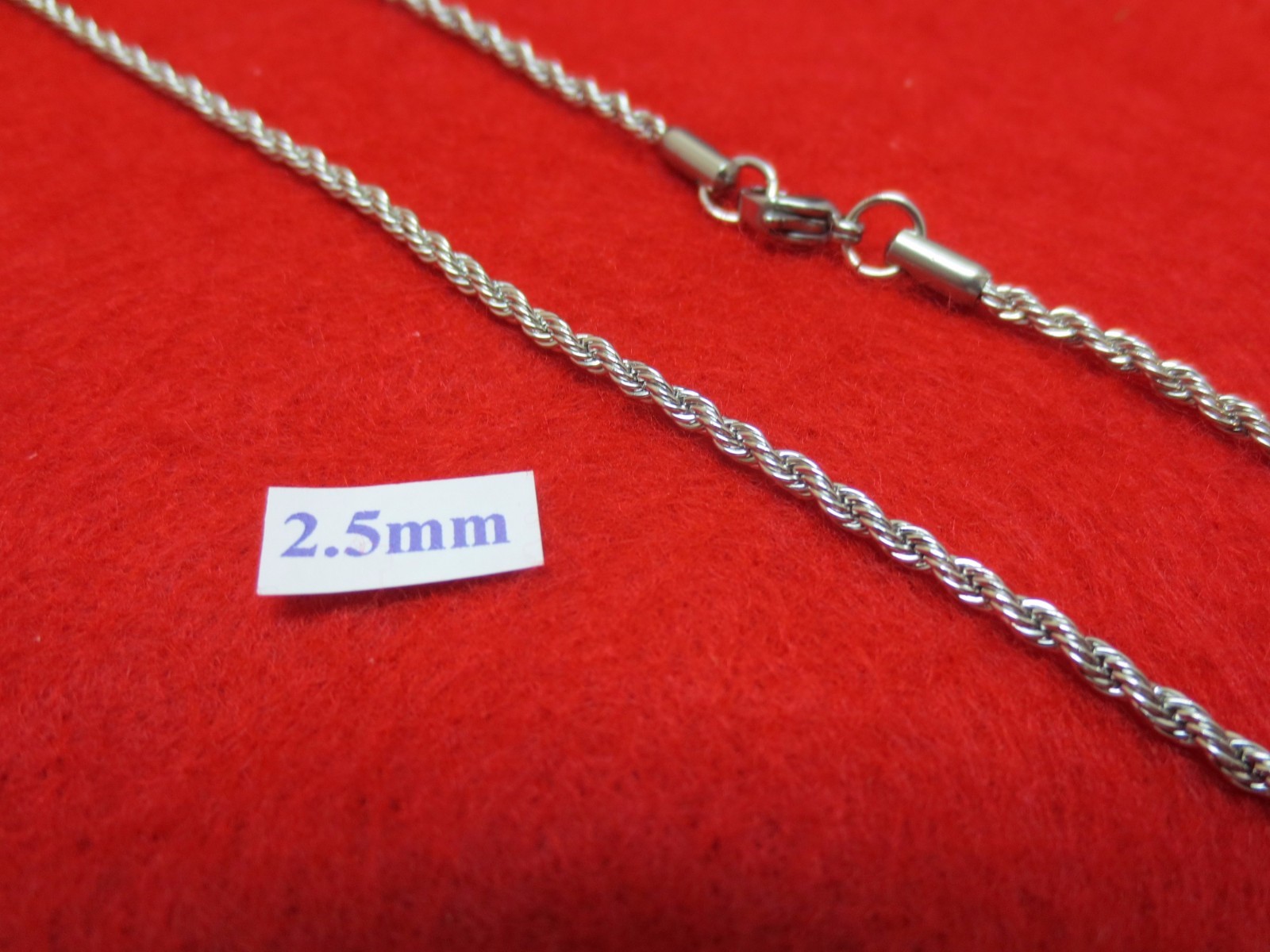 16″-30″ 2.5MM STAINLESS STEEL SILVER ROPE CHAIN NECKLACE- USA SELLER