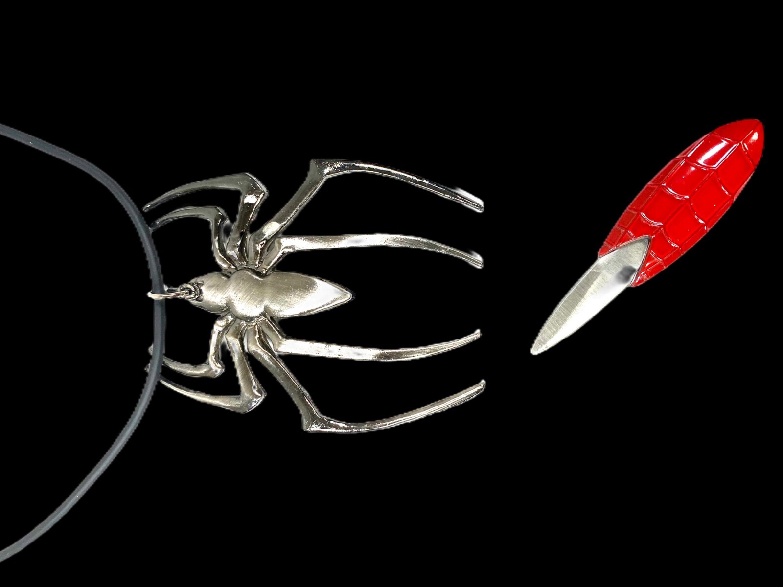Spider With Removable Knife Necklace Pendant Punk Silver Jewelry