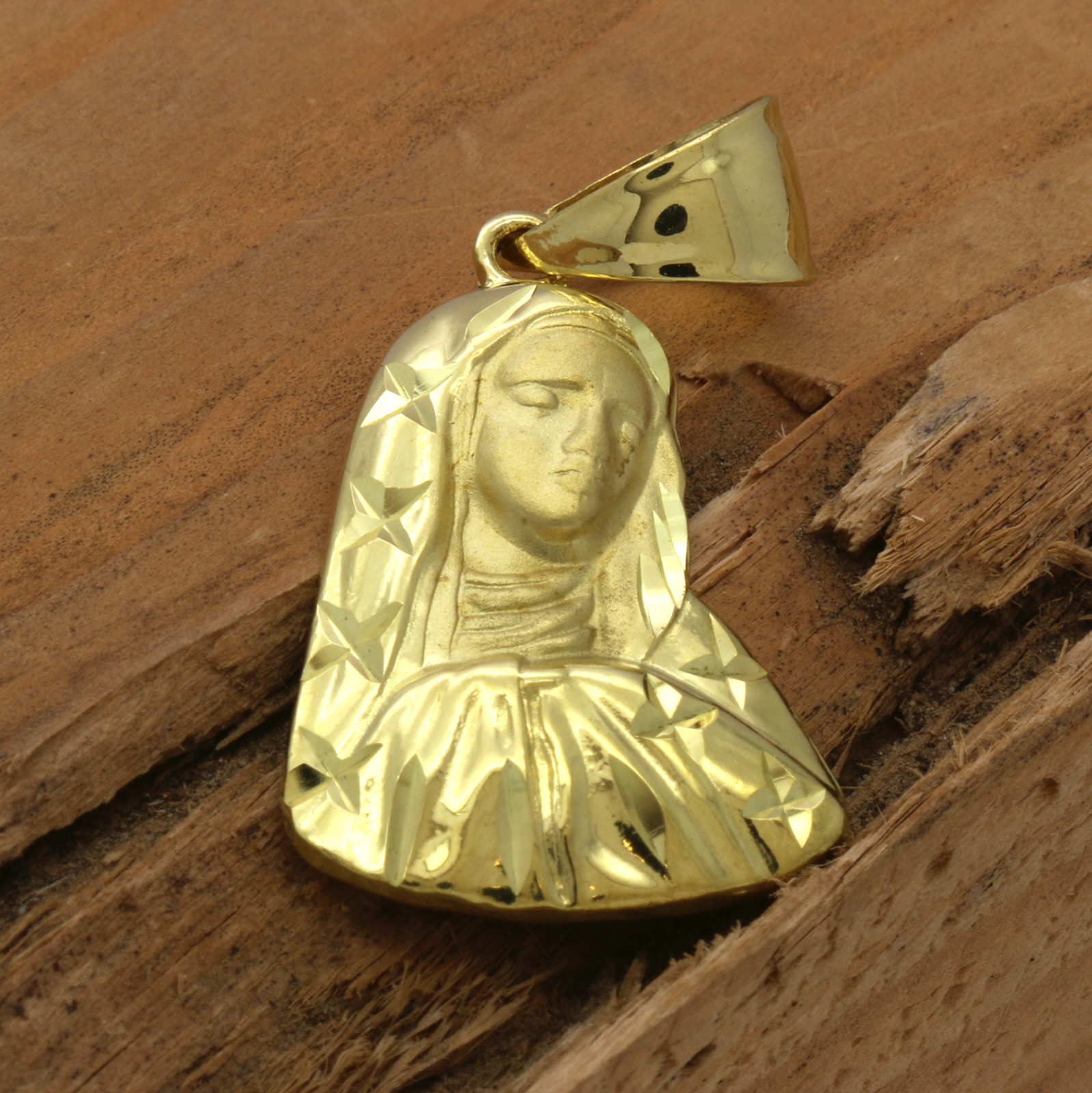 Mens 18k Gold Plated Virgin Mary /Star Pendant 5mm 24″ Cuban Necklace Chain