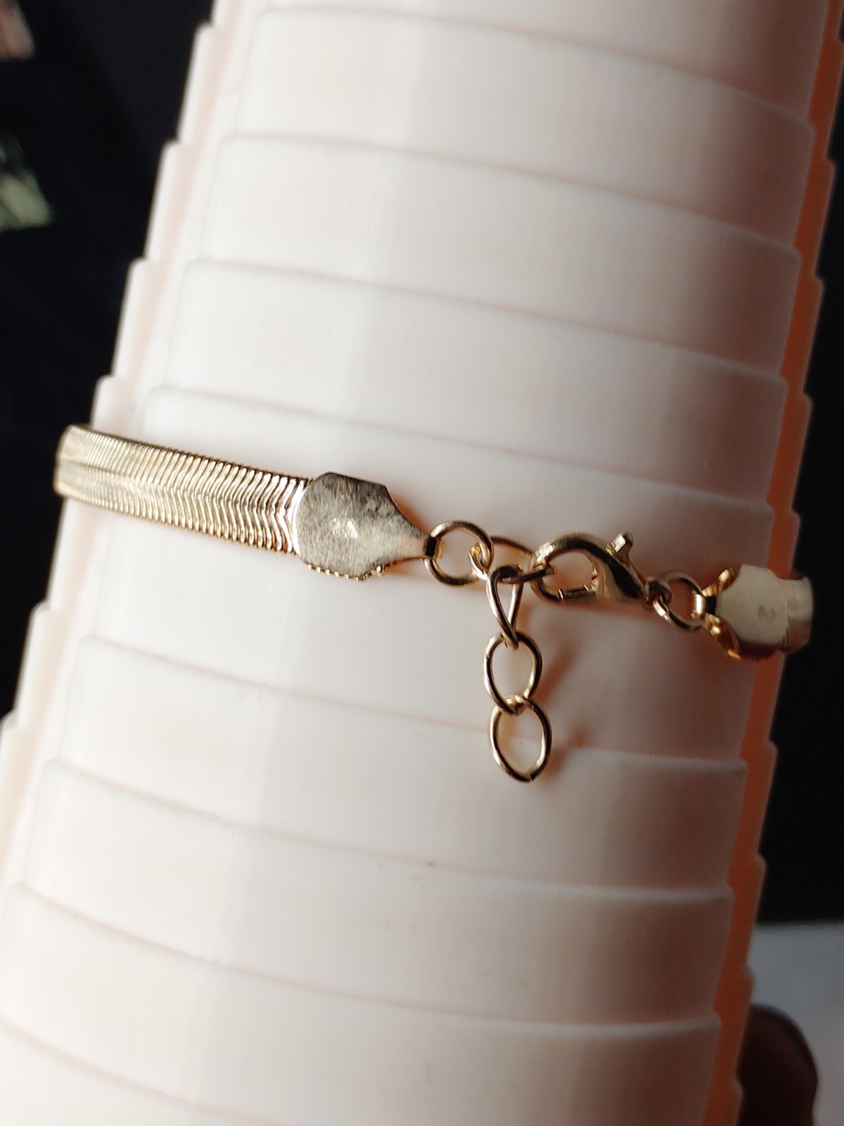 Gold Tone Snake Chain Bracelet Adjustable Extender Lobster Clasp 7.25-8″