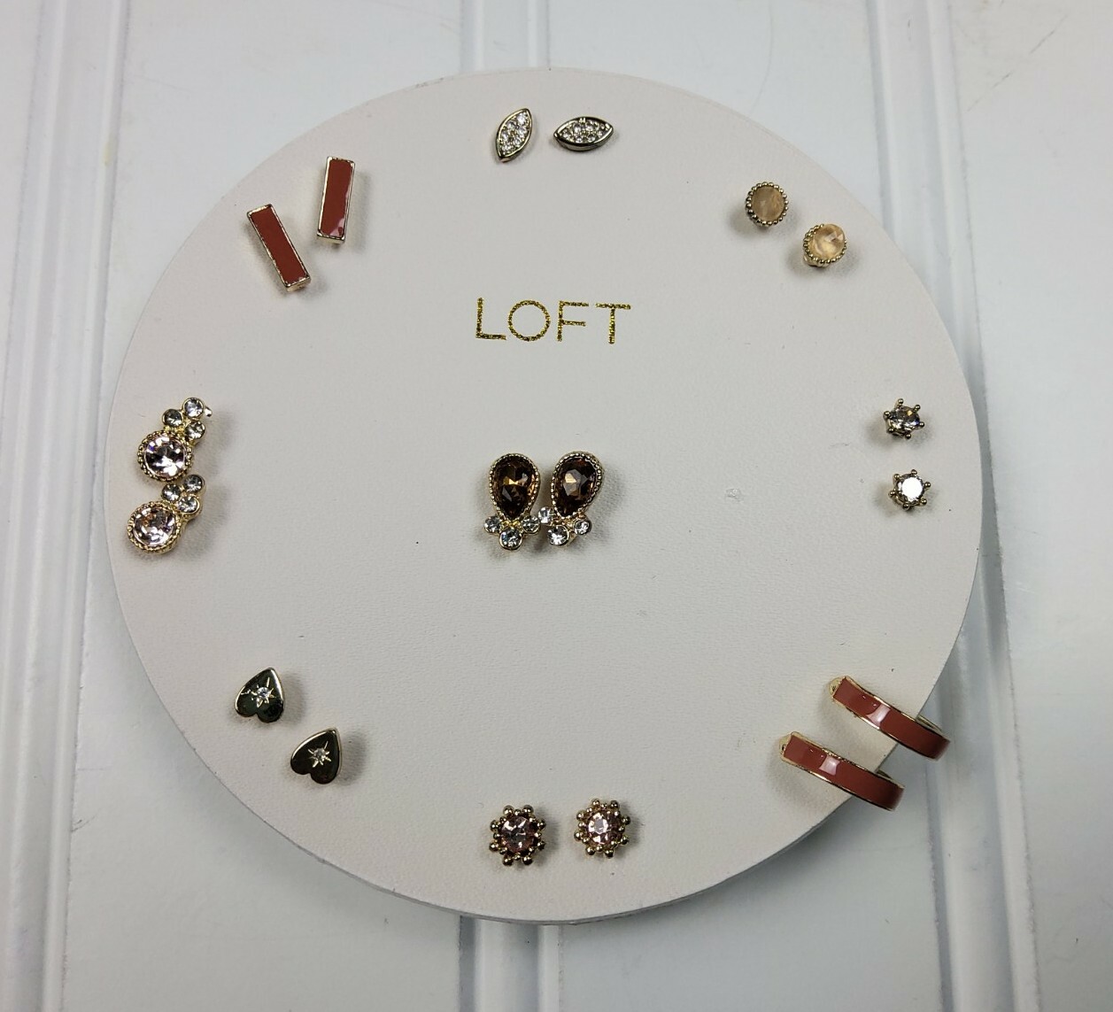 LOFT Starburst Rhinestone Gemstone Mega Set Of 9 Pairs Stud Earrings