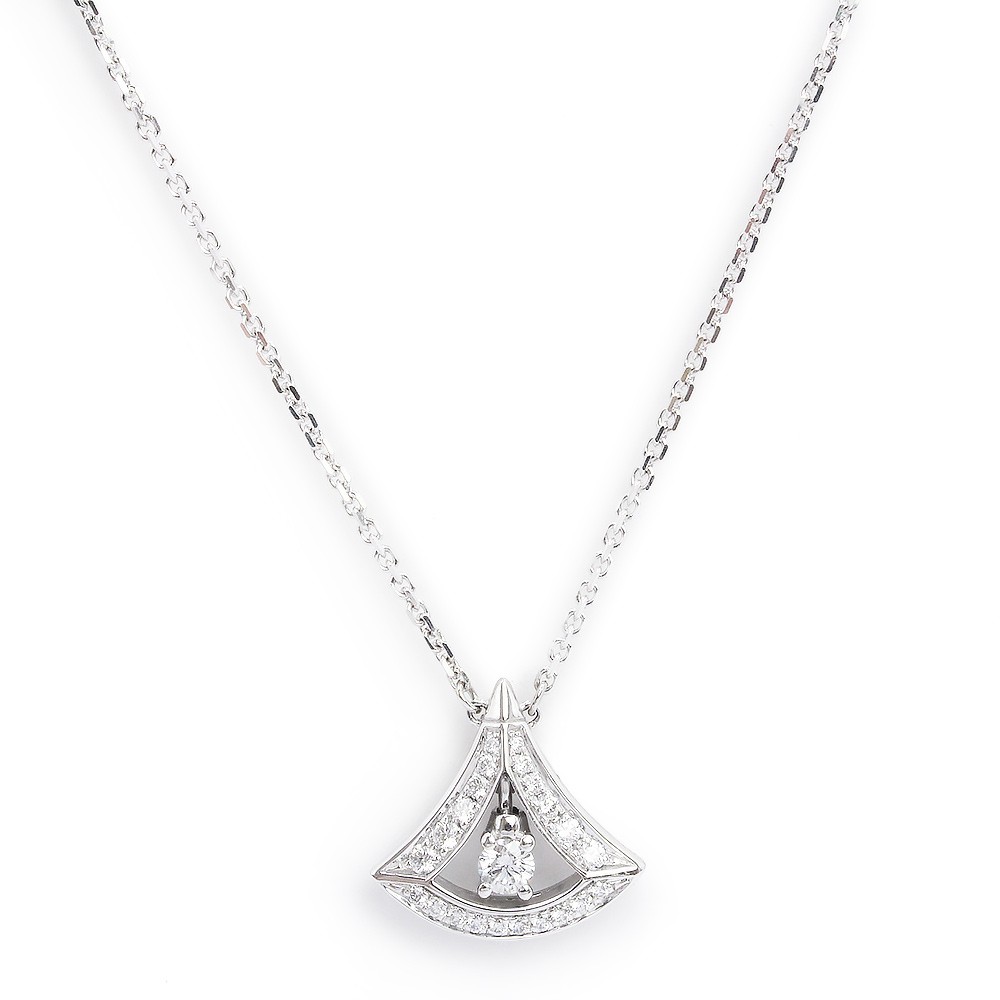 BVLGARI 354049 Diva Dream 18k White Gold & Diamond 0.21ct White Pendant Necklace
