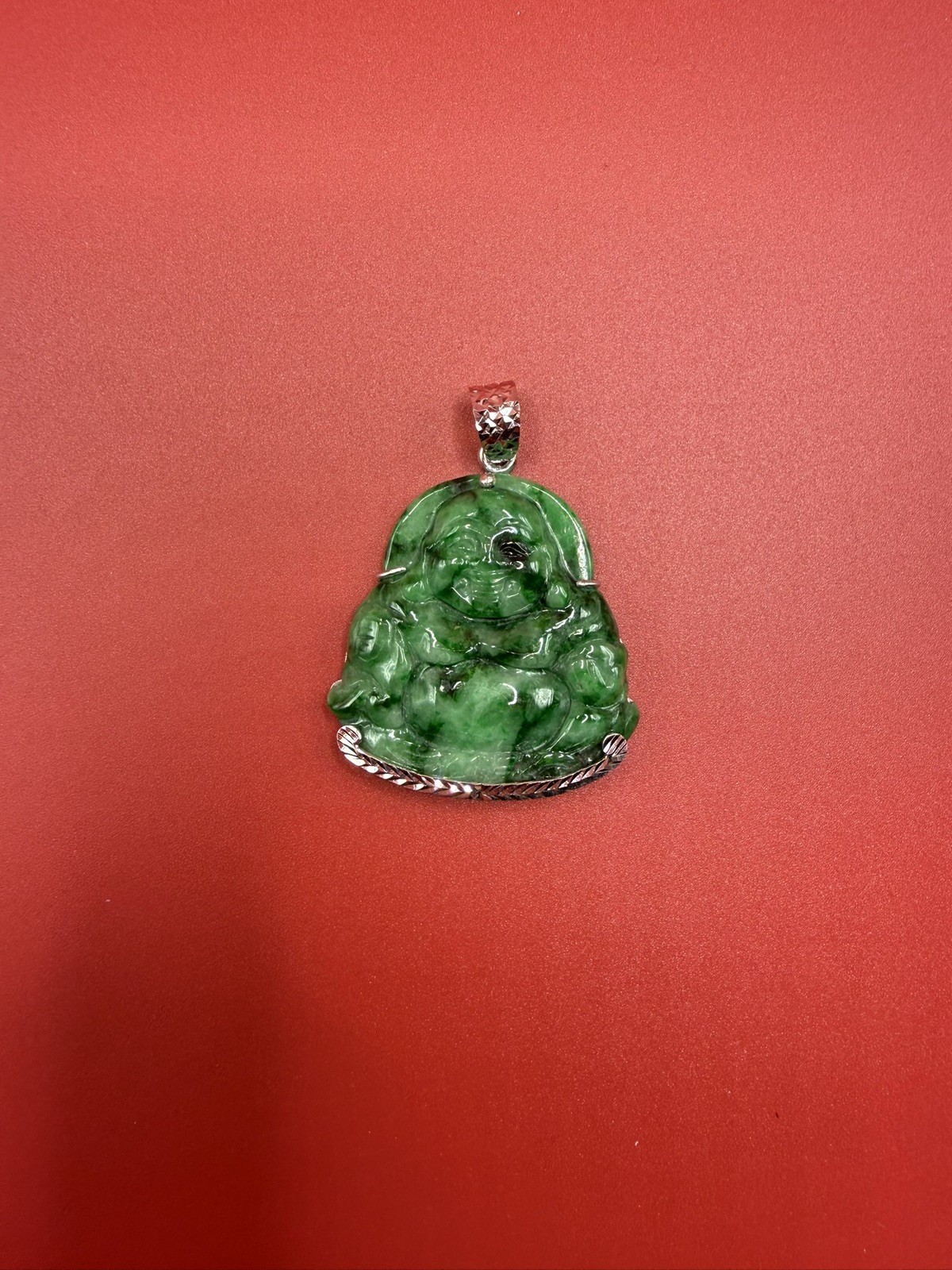 Maitreya Laughing Buddha 100% Natural Color with Silver .Hand sculpted