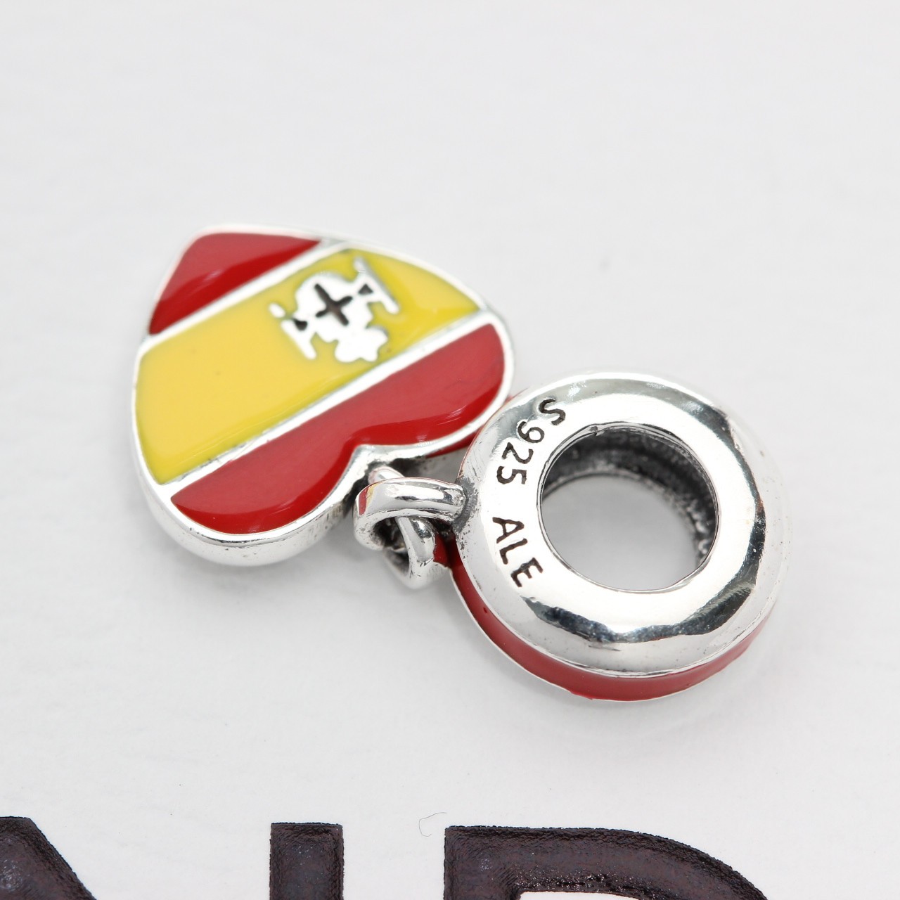 New! Authentic Pandora Dangle Spain Heart Flag Bead 791550ENMX