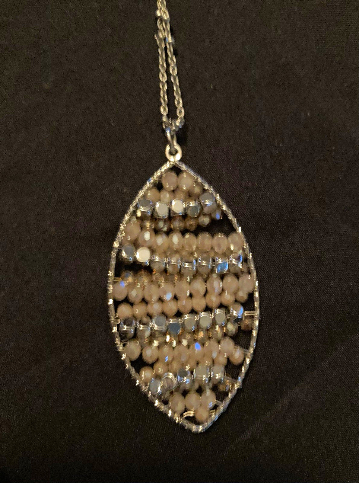 maurices Silver Tone Marquise Charm Pendant Crystal Necklace Nickel-Free